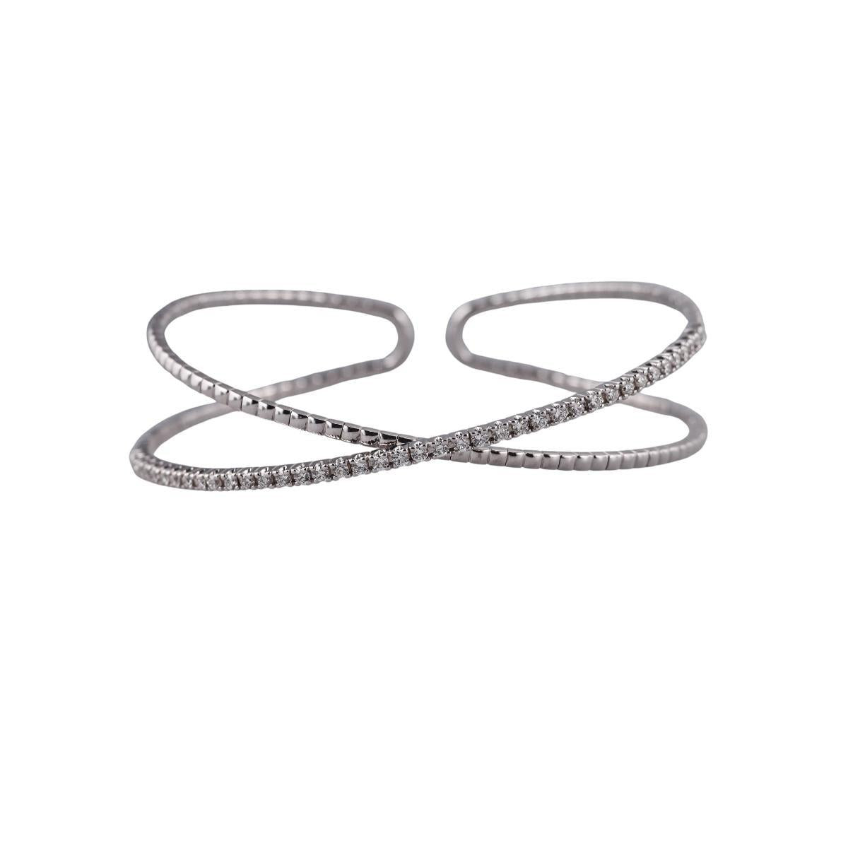 Memoire CrissCross Flex 18k Gold Diamond Cuff Bracelet