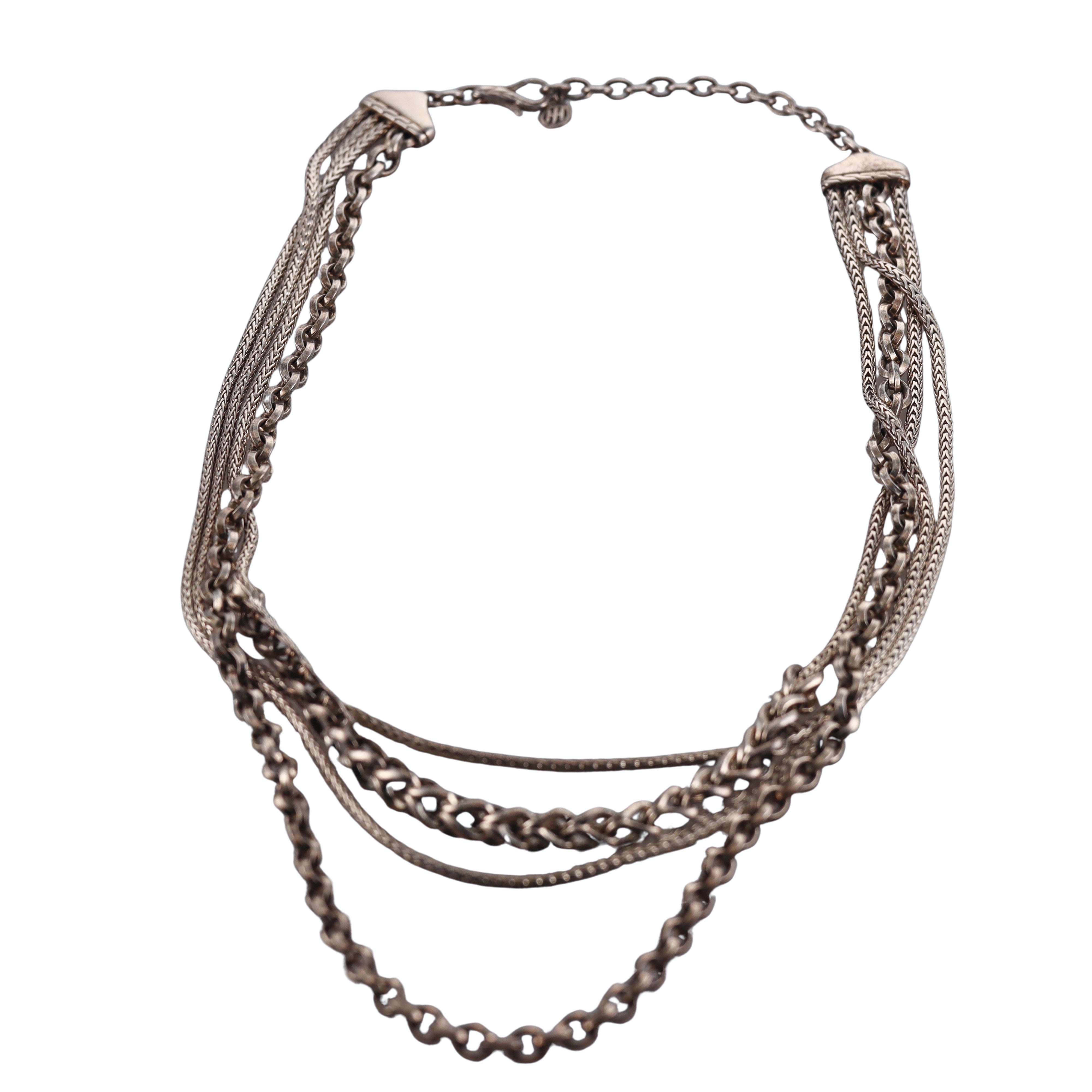 John Hardy Asli Collection Three Row Classic Chain Sterling Silver Necklace