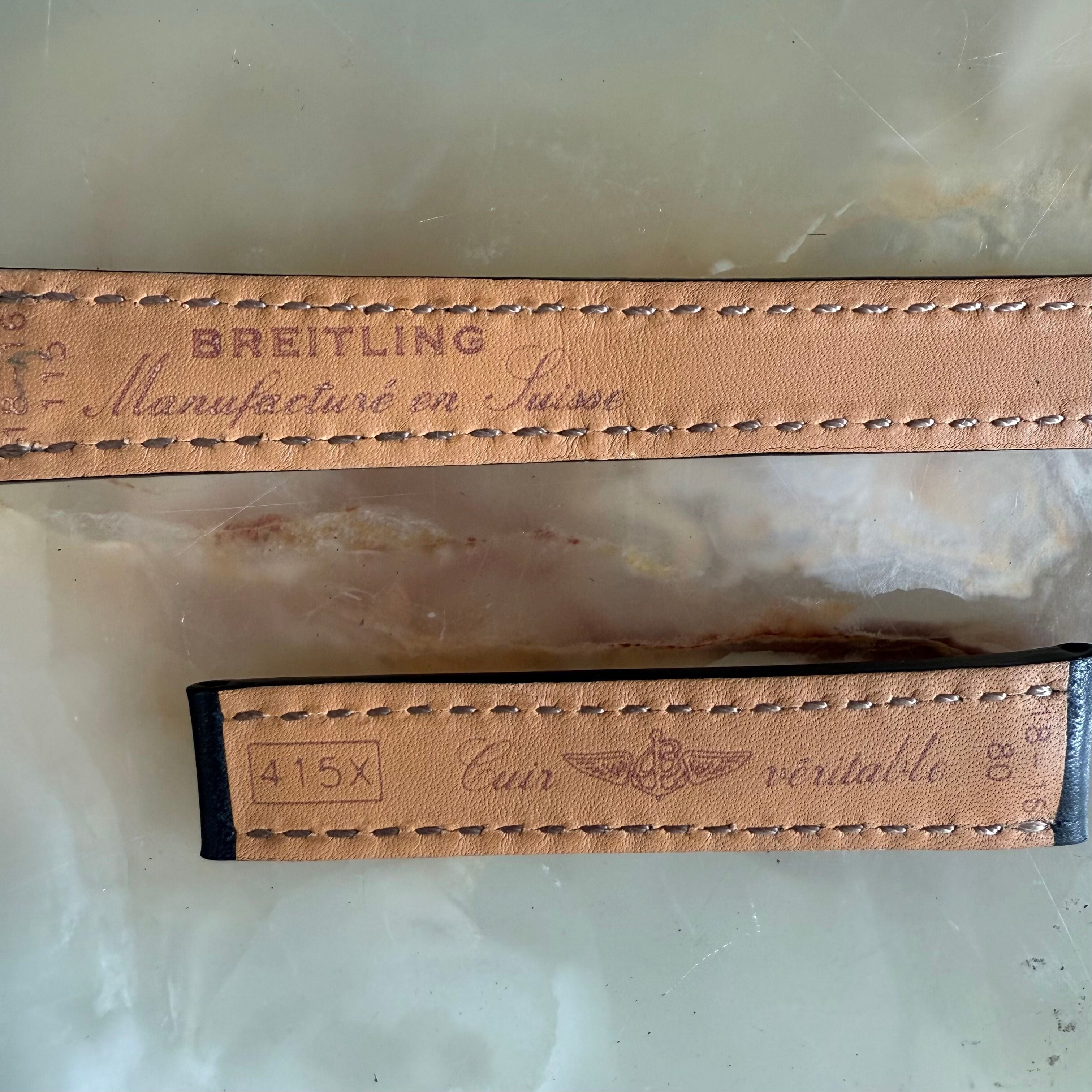 Authentic Breitling Black Calfskin Watch Strap Band 415X 18mm