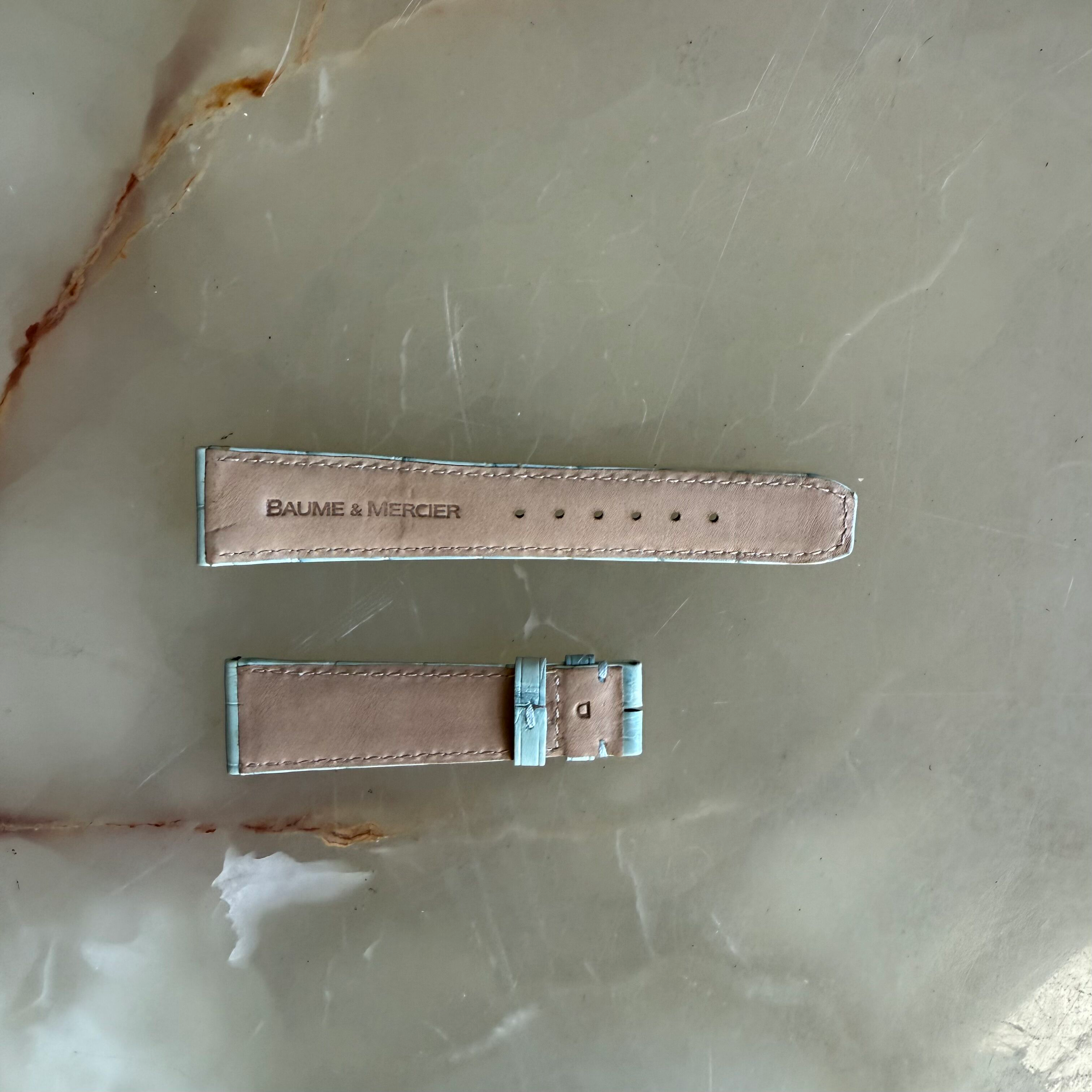 Authentic Baume & Mercier Blue Alligator Watch Strap Band 19mm