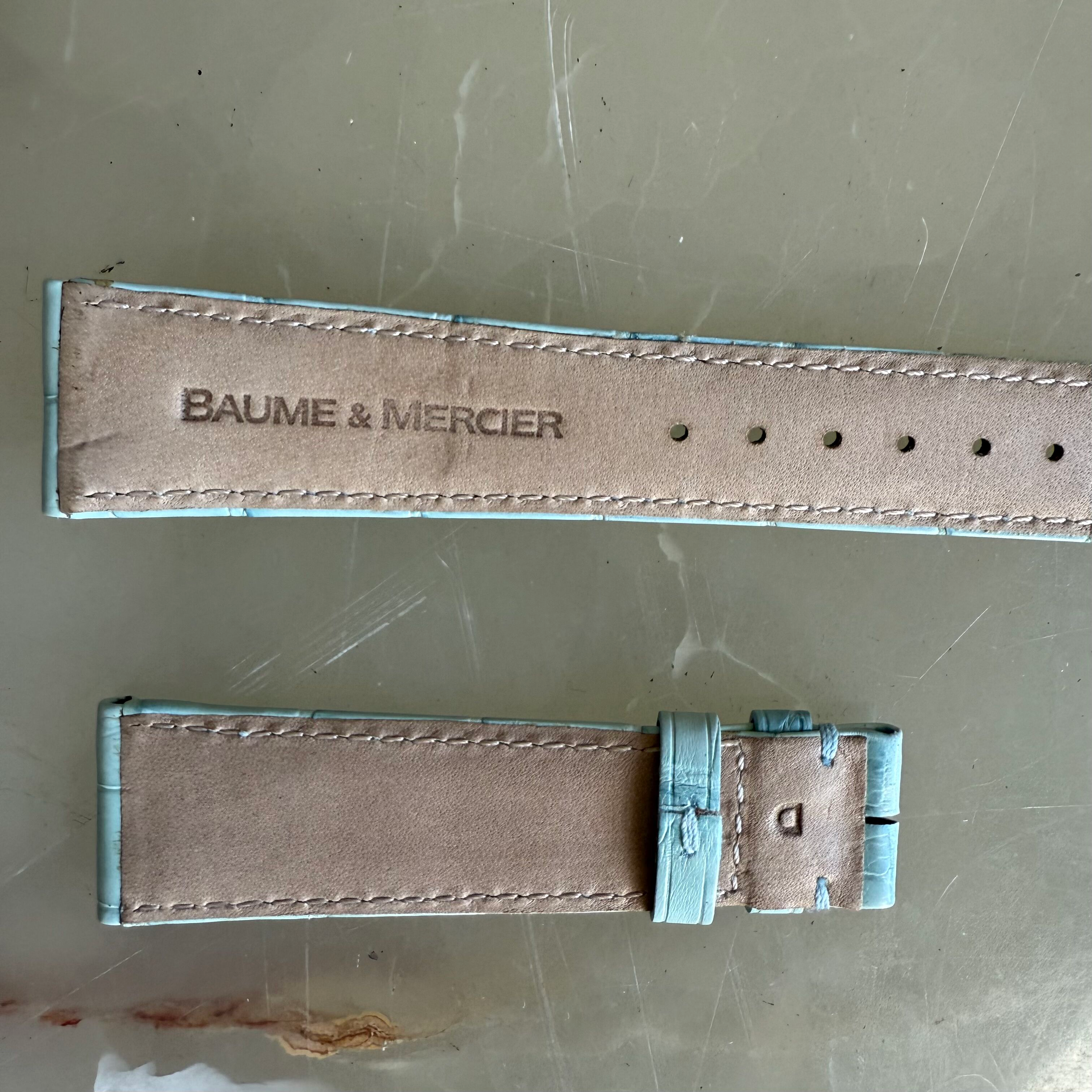 Authentic Baume & Mercier Blue Alligator Watch Strap Band 19mm