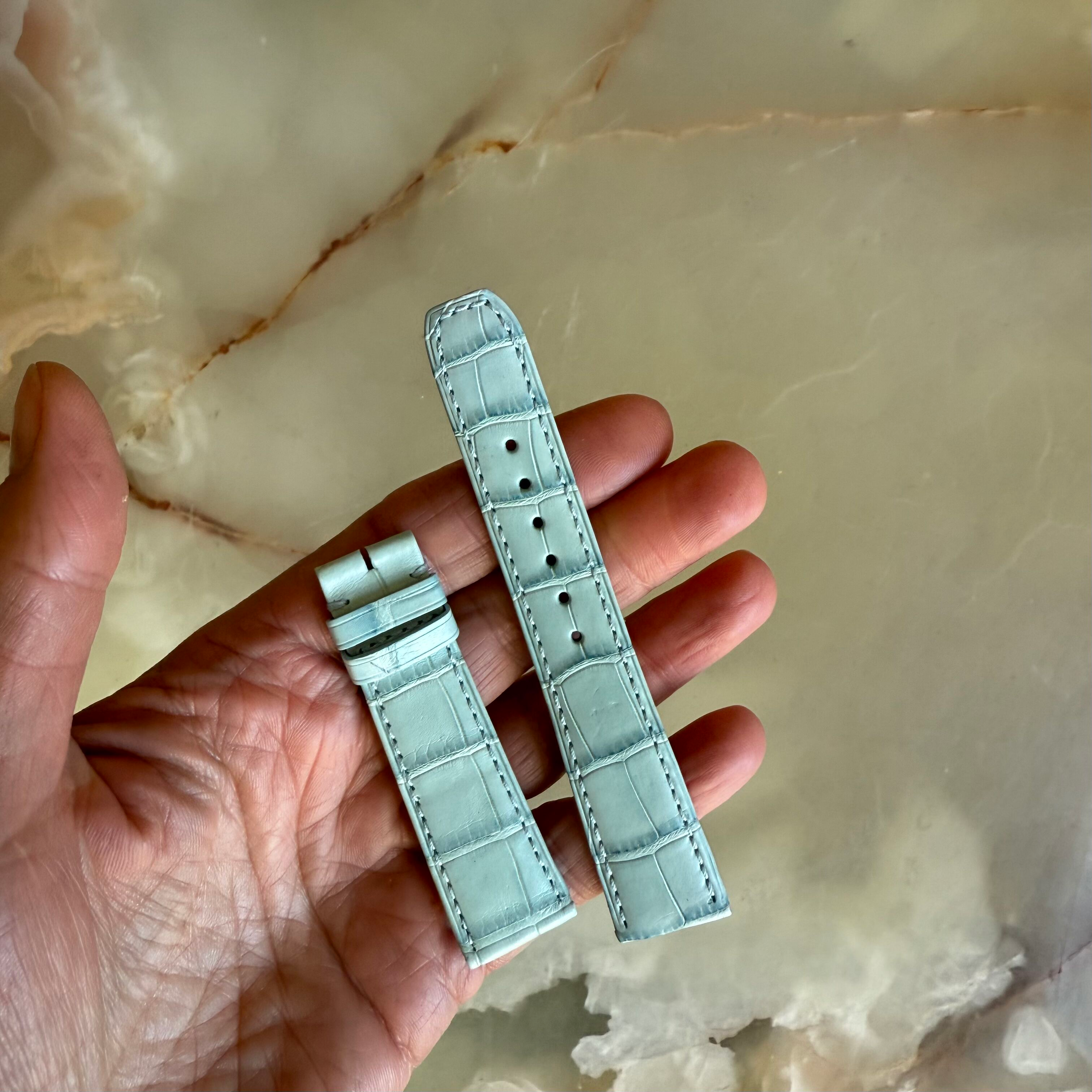 Authentic Baume & Mercier Blue Alligator Watch Strap Band 19mm