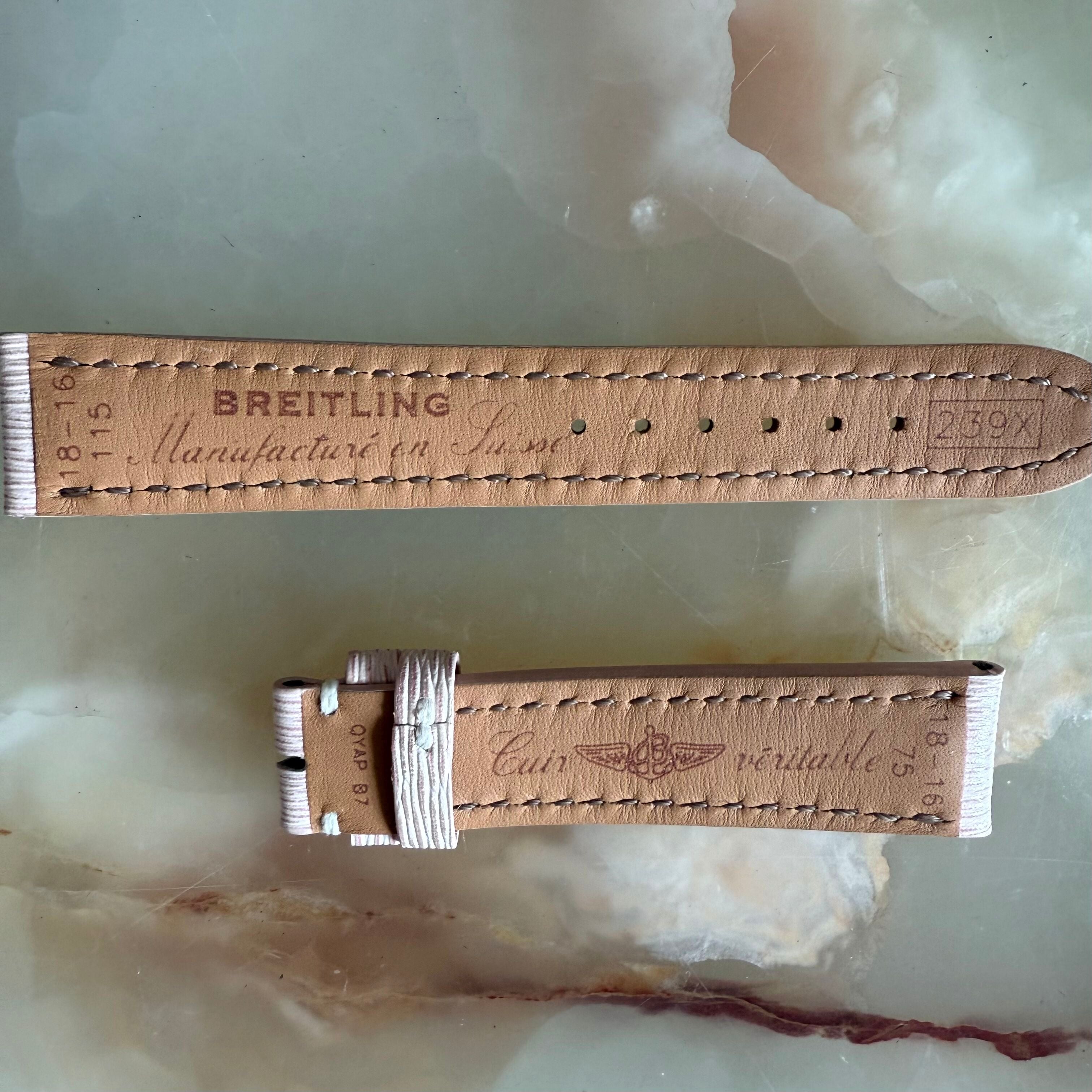 Authentic Breitling Pink Leather Watch Strap Band 239X 18mm