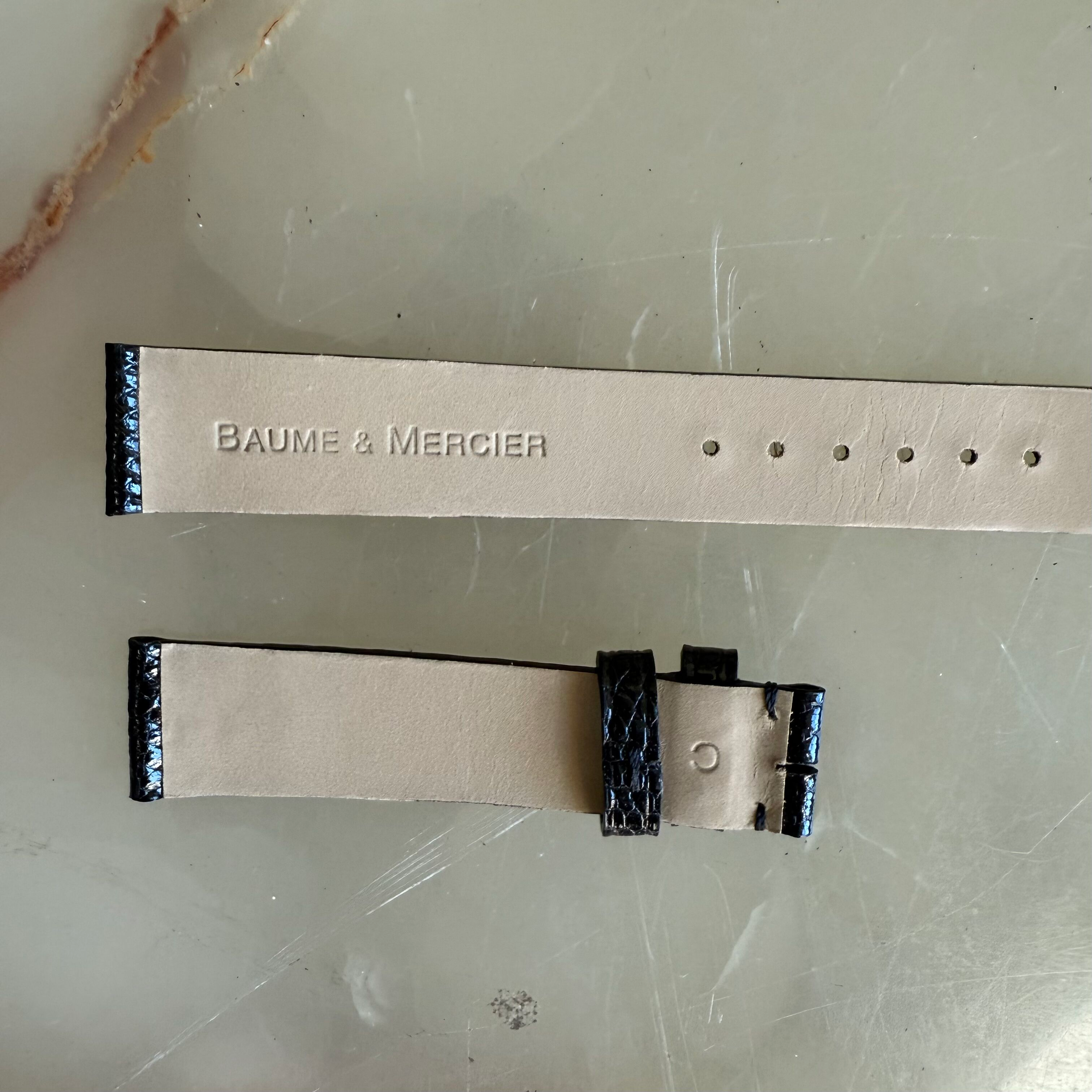 Authentic Baume & Mercier Black Lizard Watch Strap Band 15mm