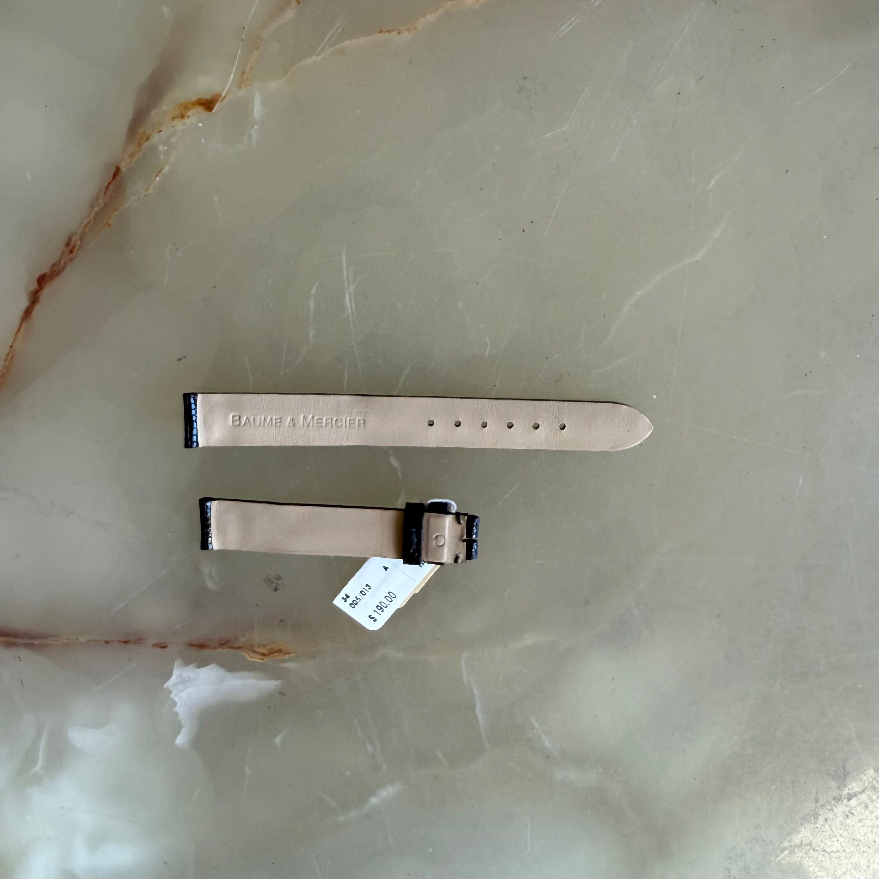 Authentic Baume & Mercier Black Lizard Watch Strap Band 12mm