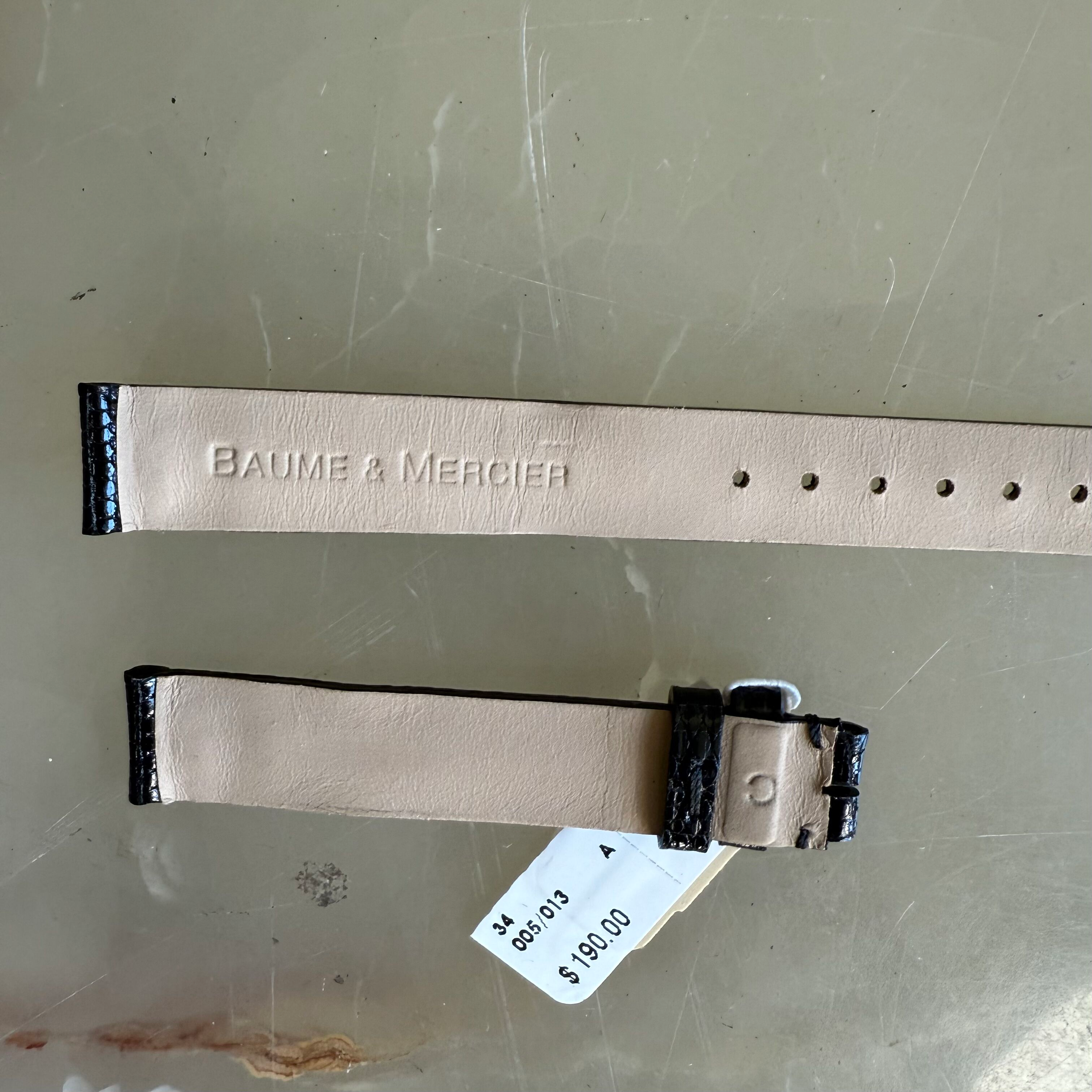 Authentic Baume & Mercier Black Lizard Watch Strap Band 12mm