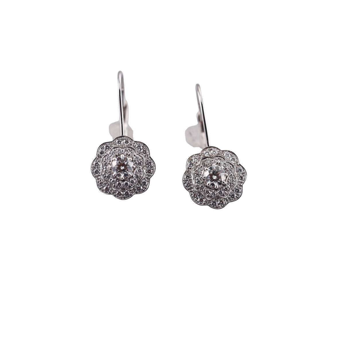 Hearts on Fire Lorelei Double Halo Diamond 18k Gold Earrings