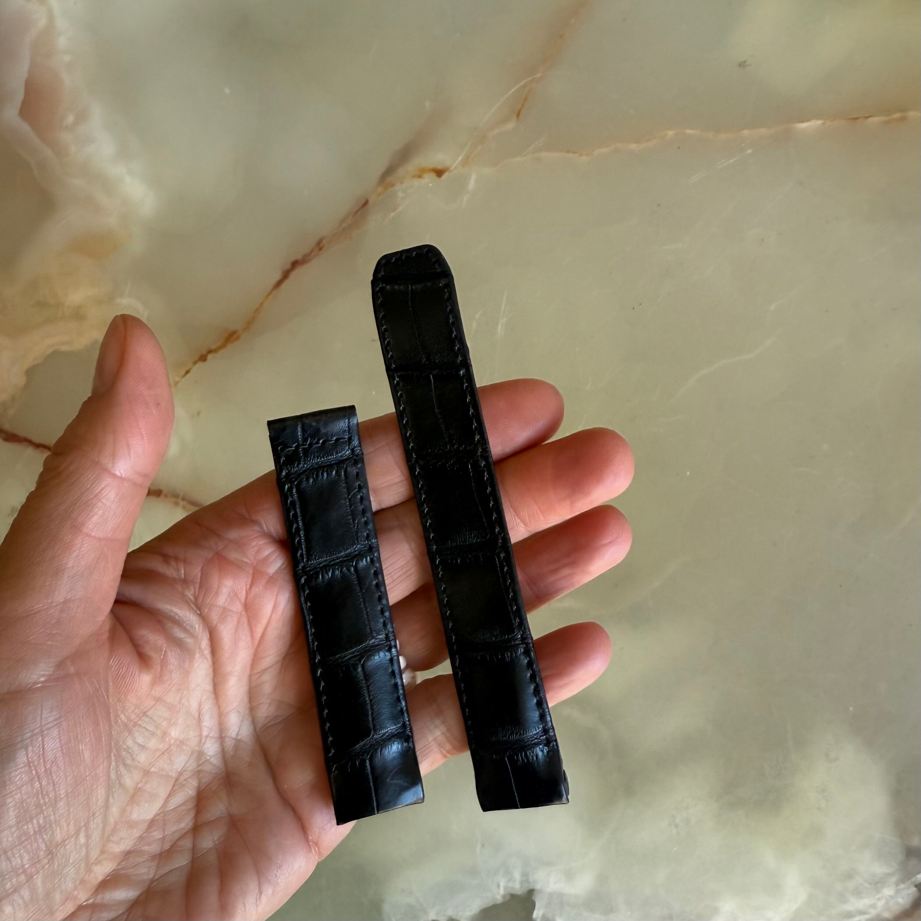 Authentic Baume & Mercier Black Alligator Watch Strap Band 19mm