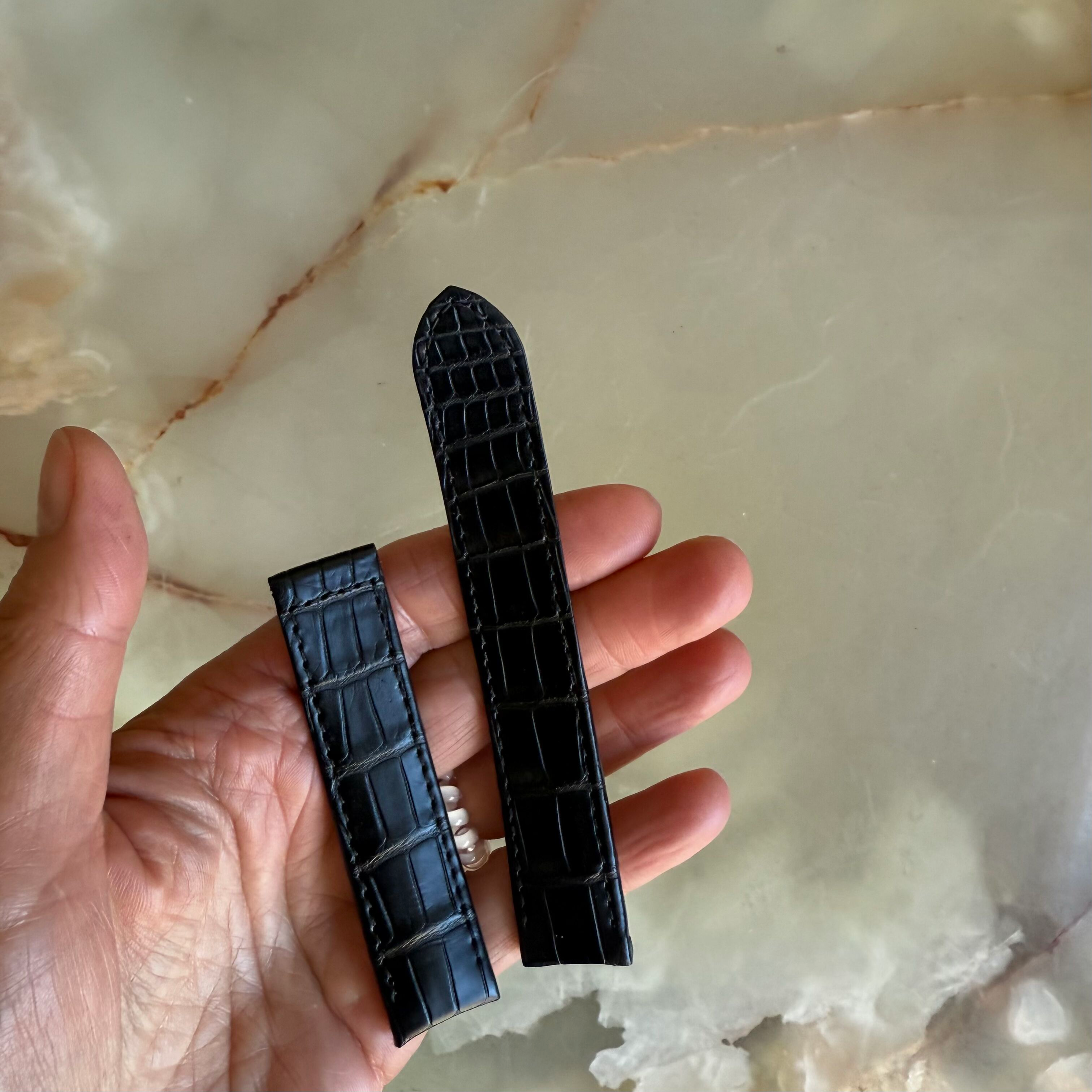 Authentic Baume & Mercier Black Alligator Watch Strap Band 19mm