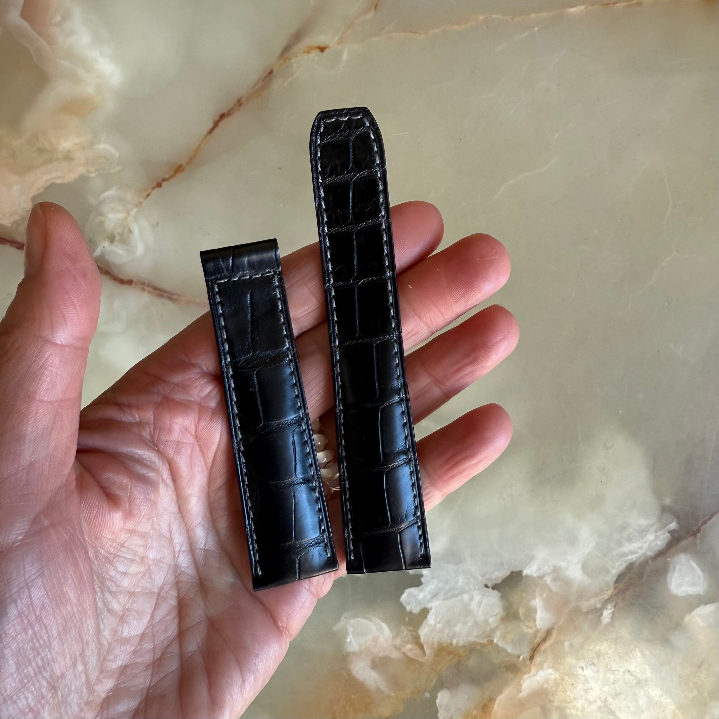 Authentic Baume & Mercier Black Crocodile Watch Strap Band 21mm