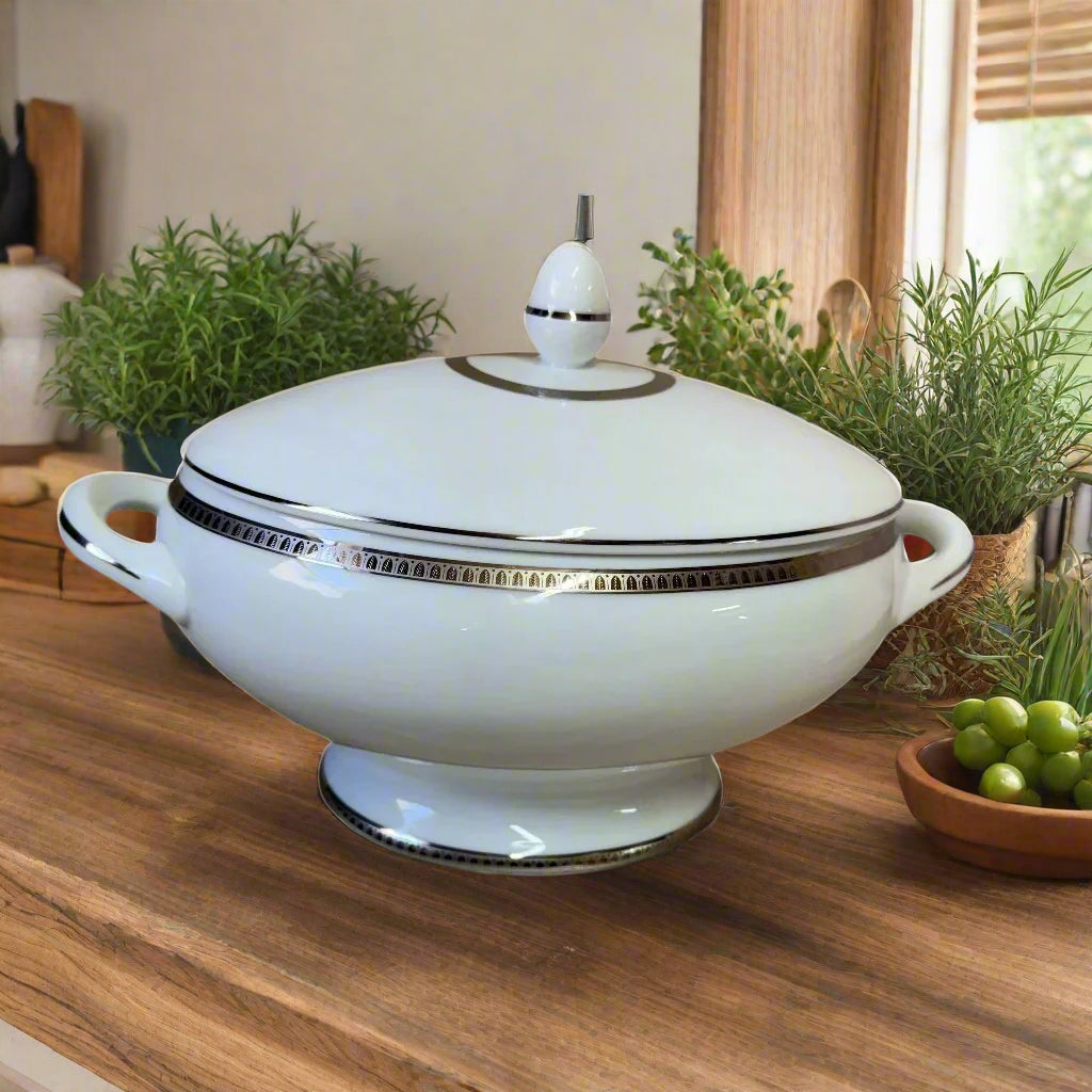 Christofle Malmaison Porcelain Vegetable Dish with Cover 7645310