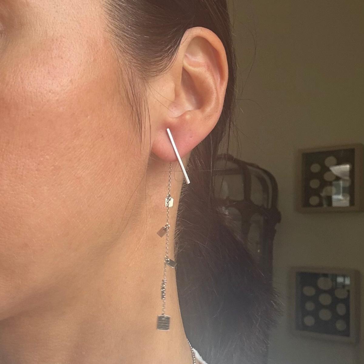 18k White Gold Black Diamond Drop Earrings