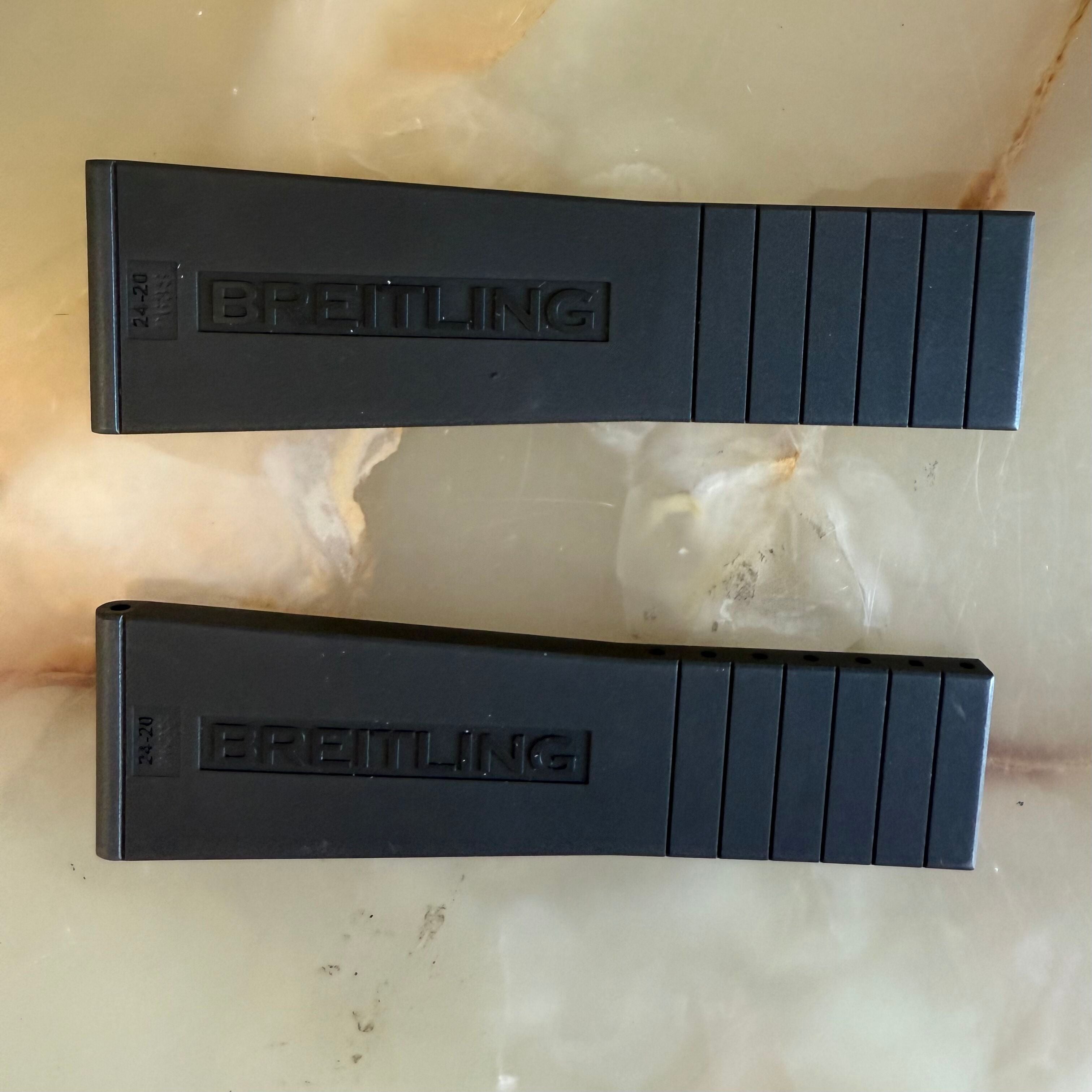 Authentic Breitling TwinPro Black Rubber Watch Strap Band 263S 24mm