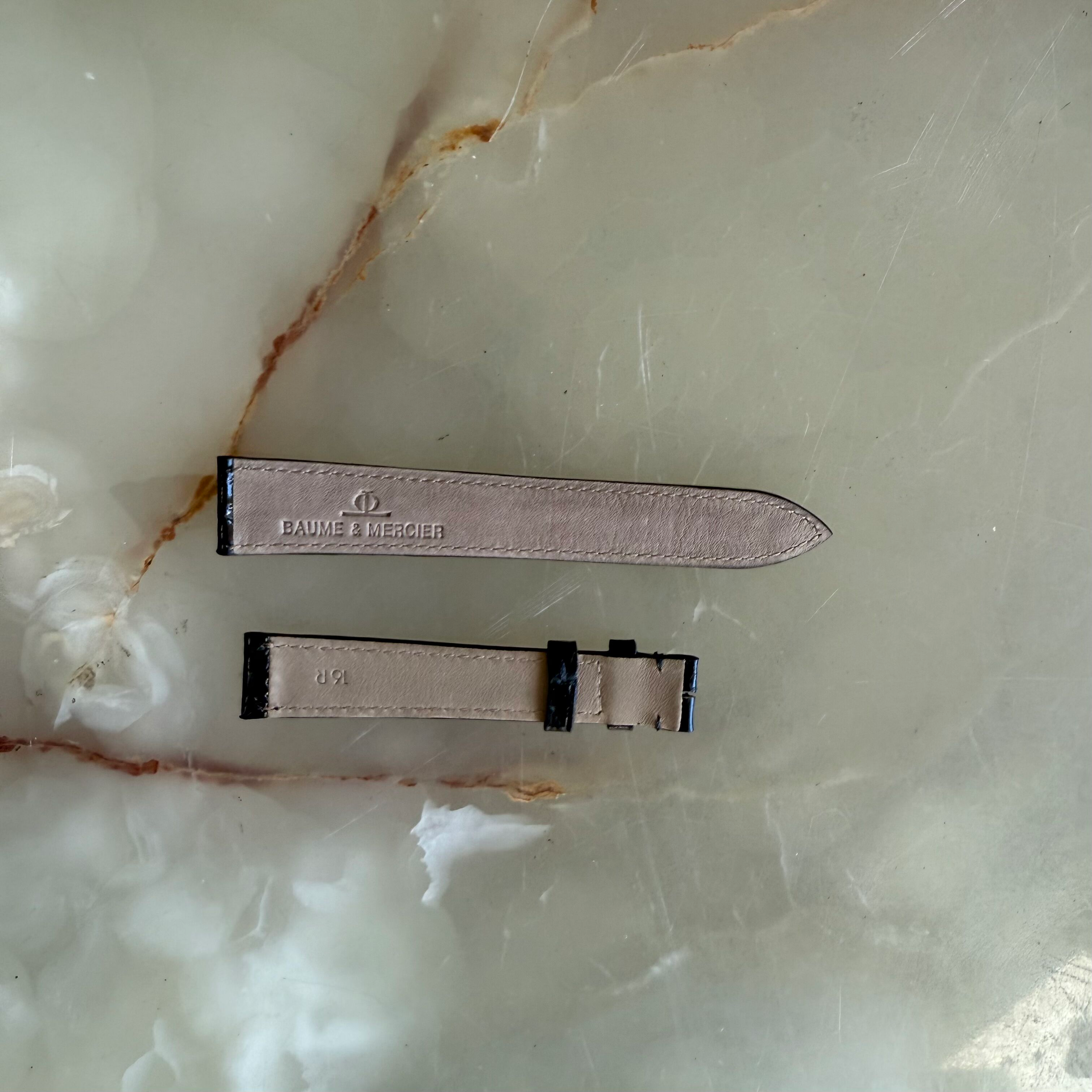 Authentic Baume & Mercier Black Crocodile Watch Strap Band 16mm