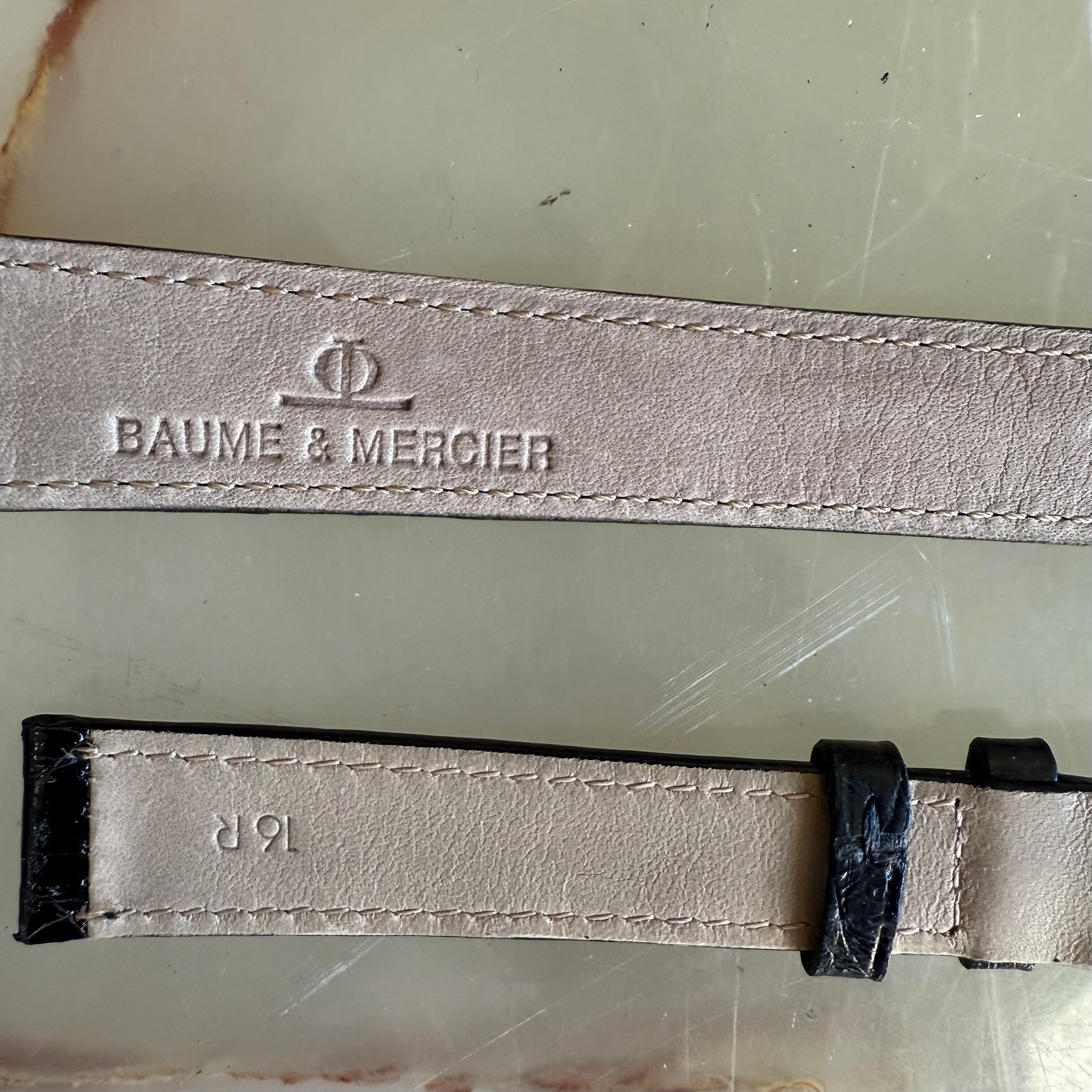 Authentic Baume & Mercier Black Crocodile Watch Strap Band 16mm