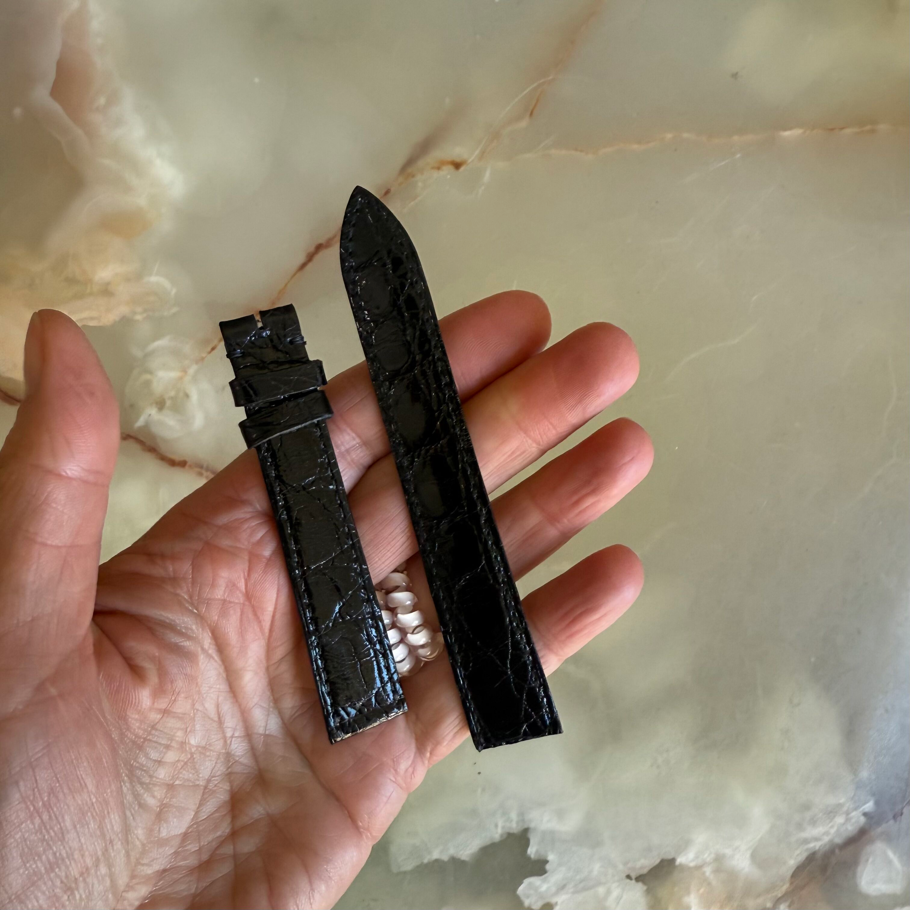 Authentic Baume & Mercier Black Crocodile Watch Strap Band 16mm