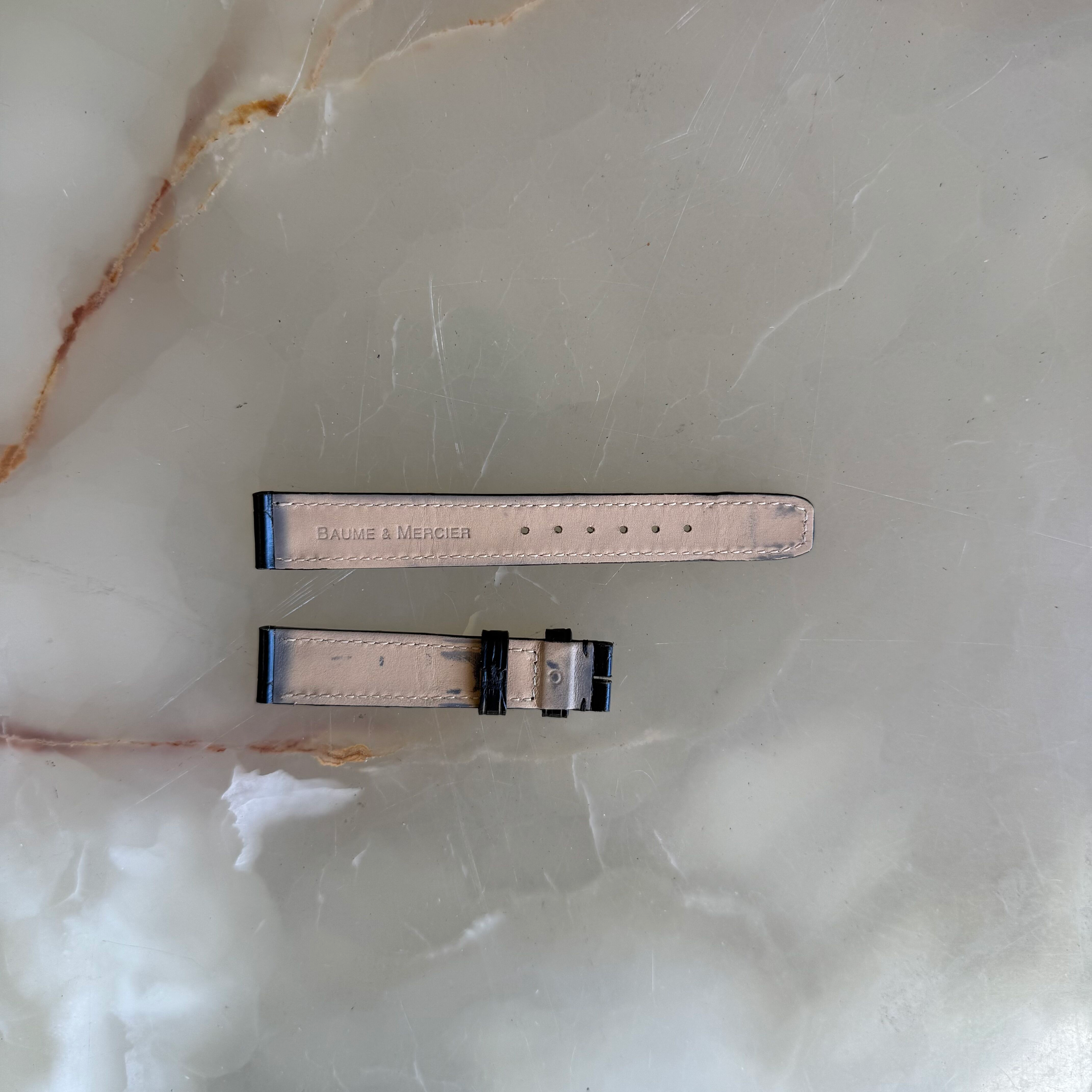 Authentic Baume & Mercier Black Alligator Watch Strap Band 15mm