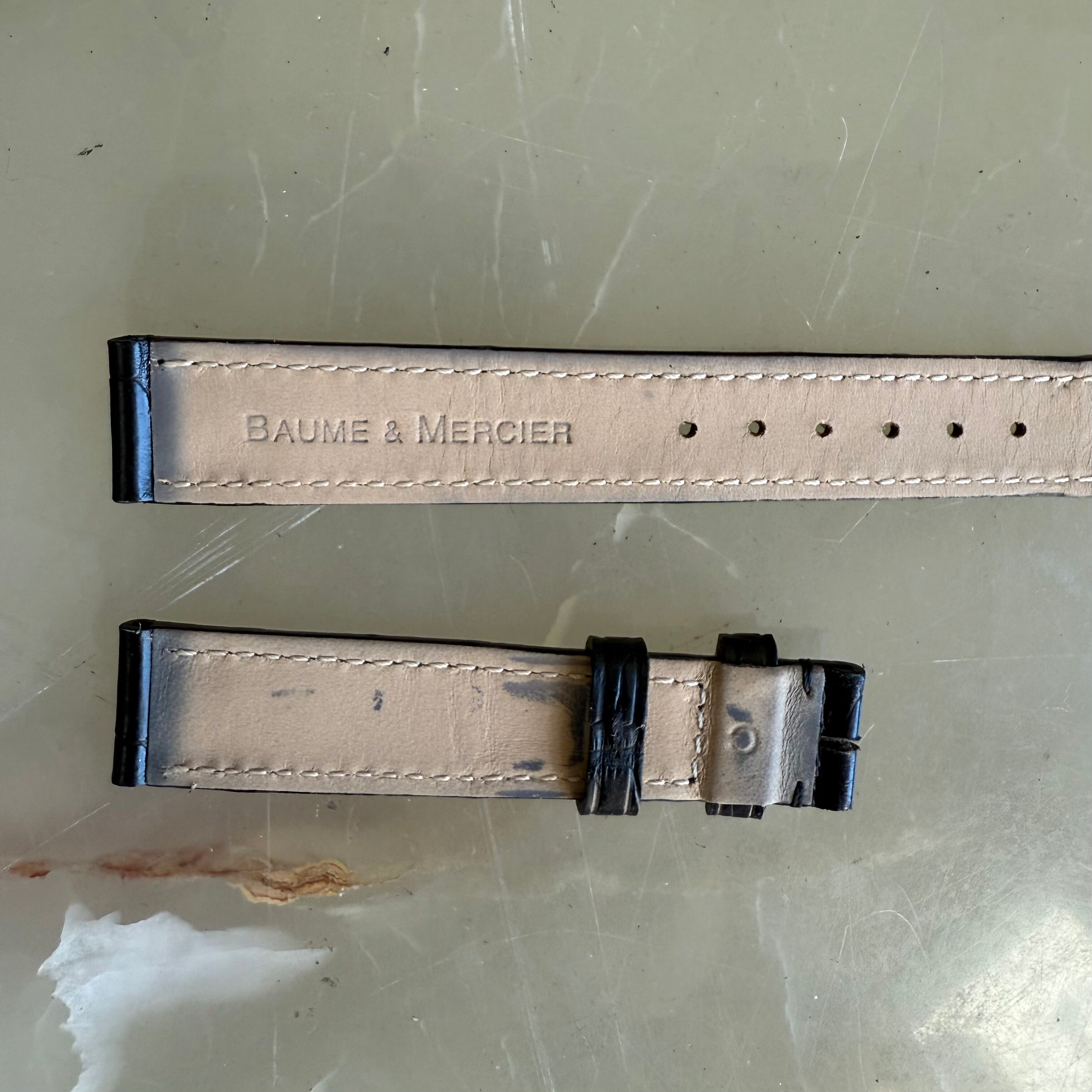 Authentic Baume & Mercier Black Alligator Watch Strap Band 15mm