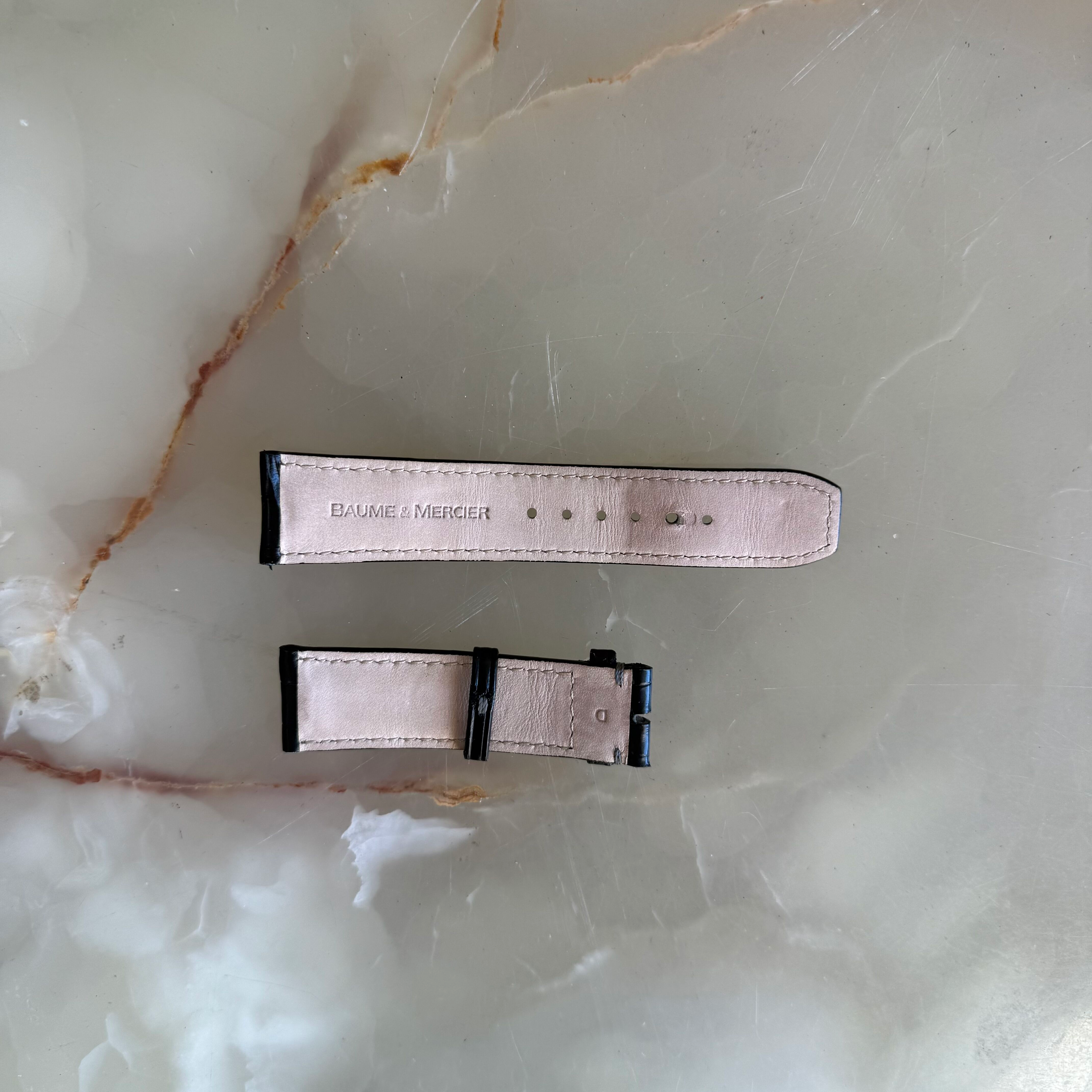 Authentic Baume & Mercier Black Alligator Watch Strap Band 22mm
