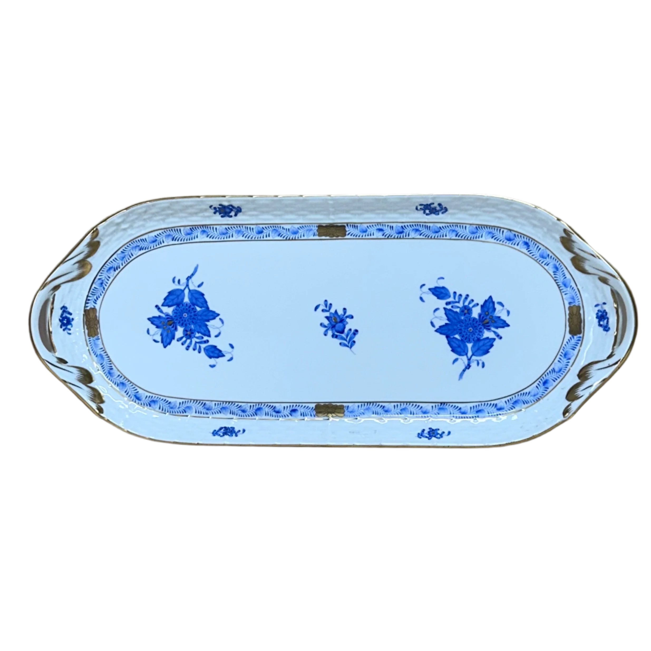 Herend Porcelain Sandwich Tray Chinese Bouquet 436/AB Set of 2