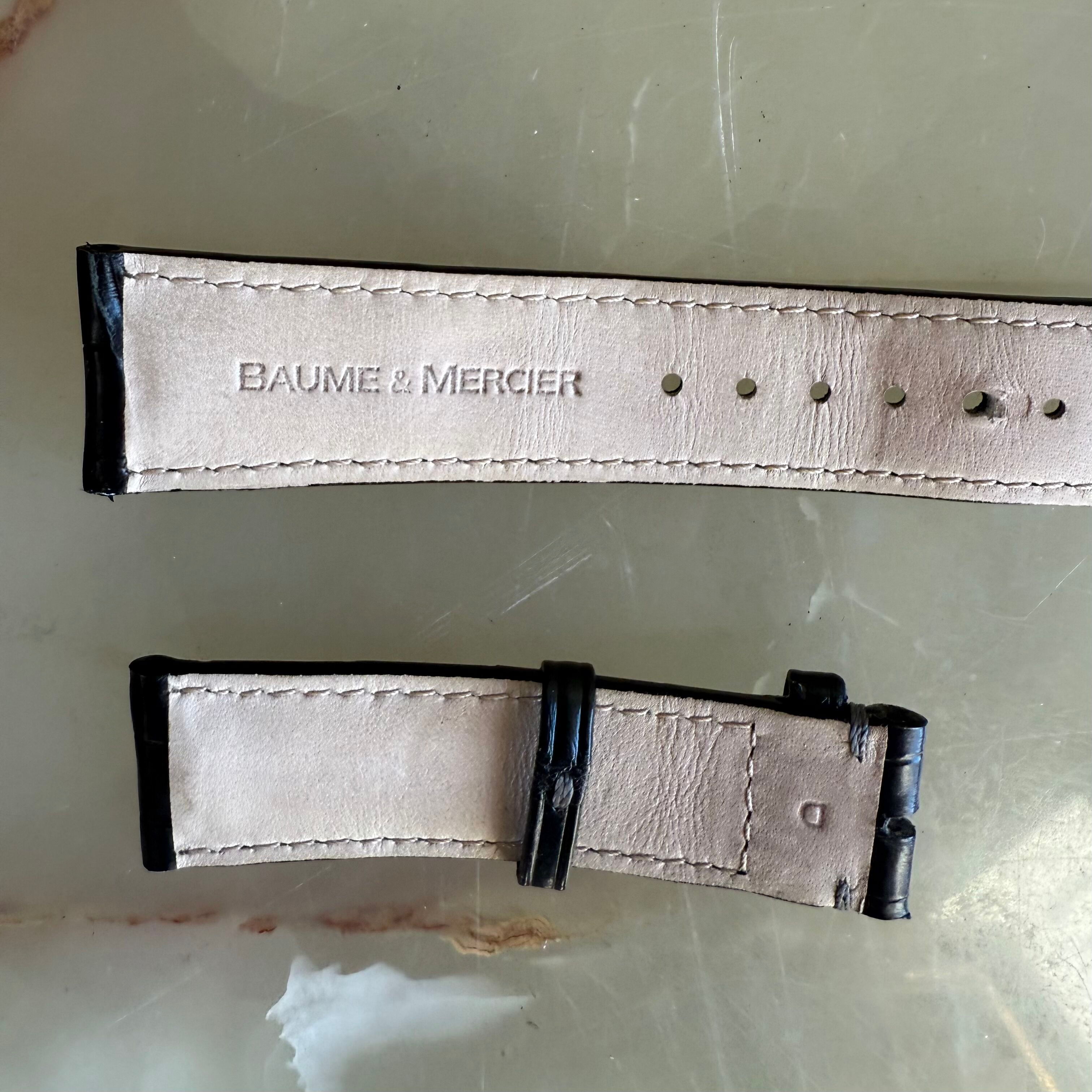 Authentic Baume & Mercier Black Alligator Watch Strap Band 22mm