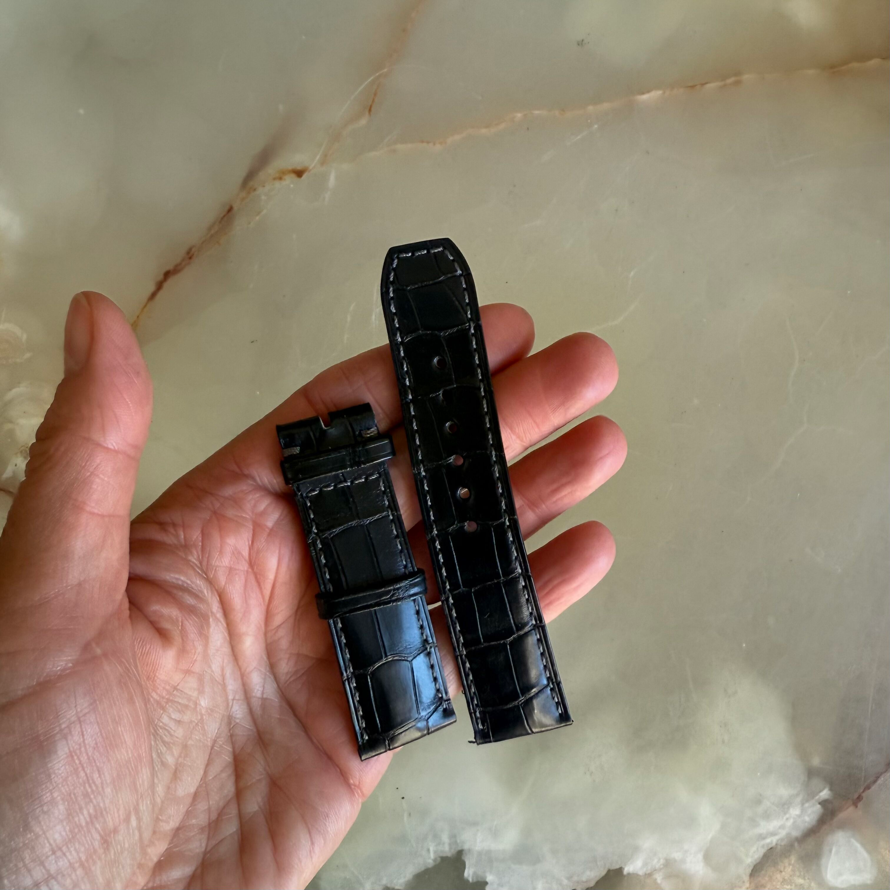 Authentic Baume & Mercier Black Alligator Watch Strap Band 22mm