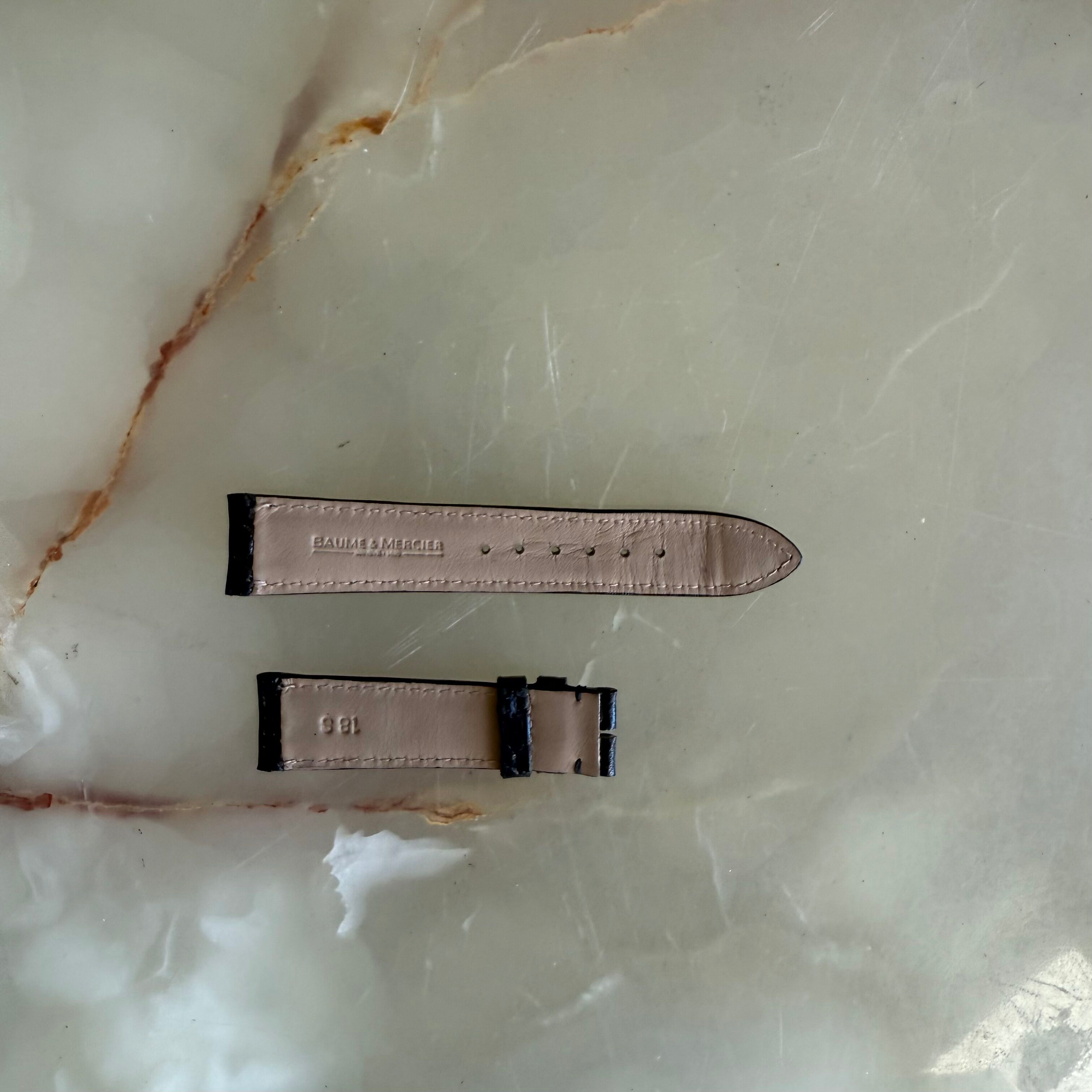 Authentic Baume & Mercier Black Crocodile Watch Strap Band 17mm