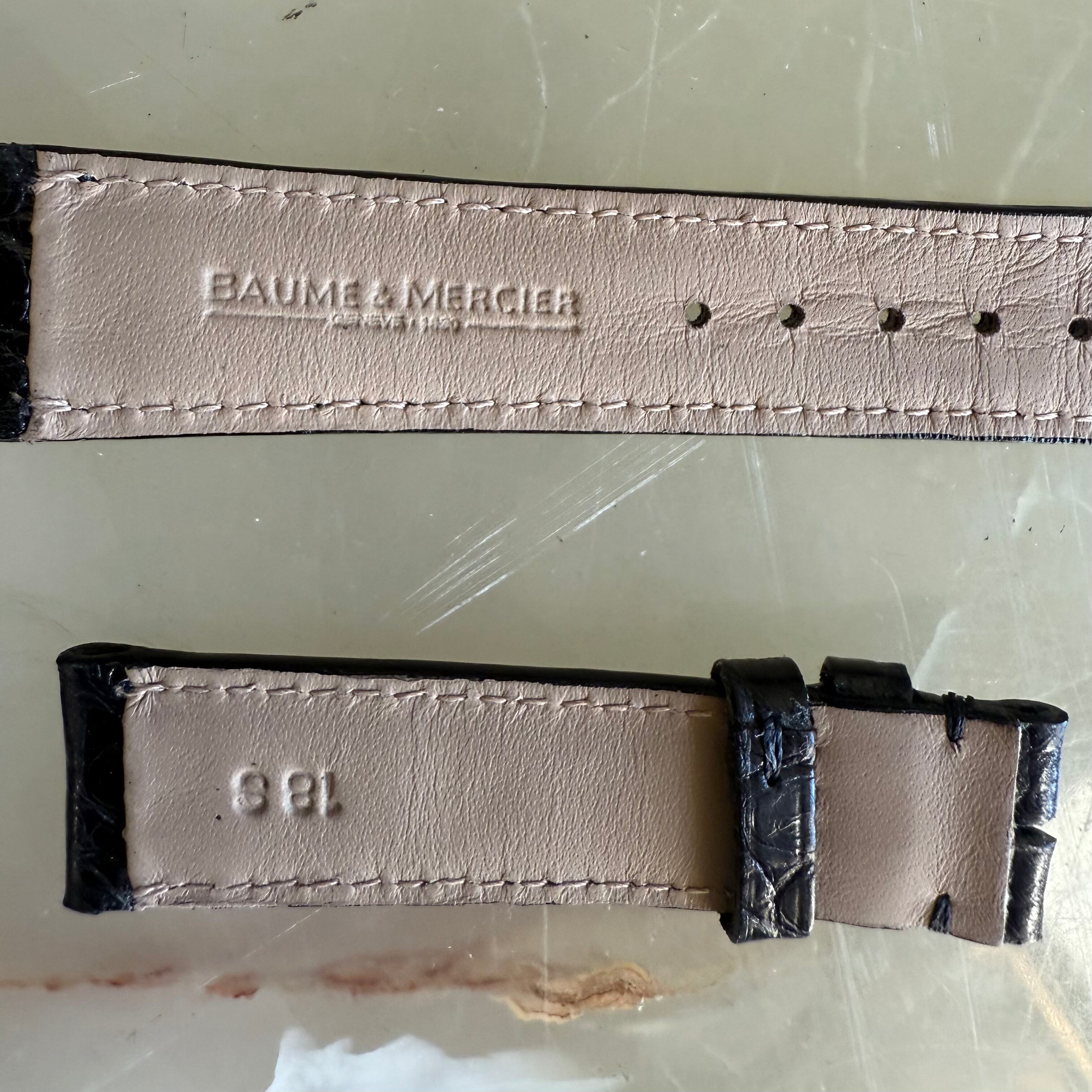 Authentic Baume & Mercier Black Crocodile Watch Strap Band 17mm