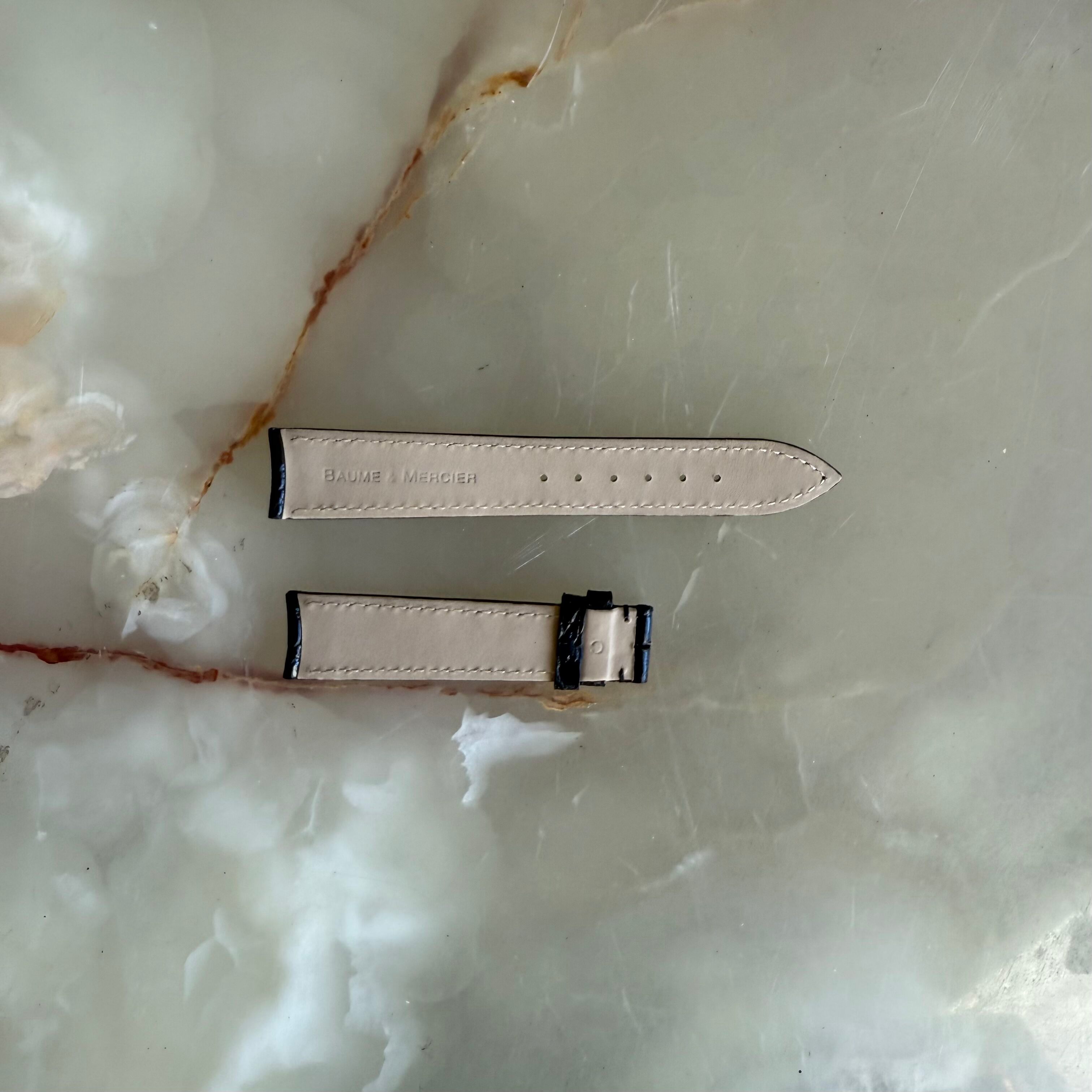 Authentic Baume & Mercier Black Crocodile Watch Strap Band 18mm