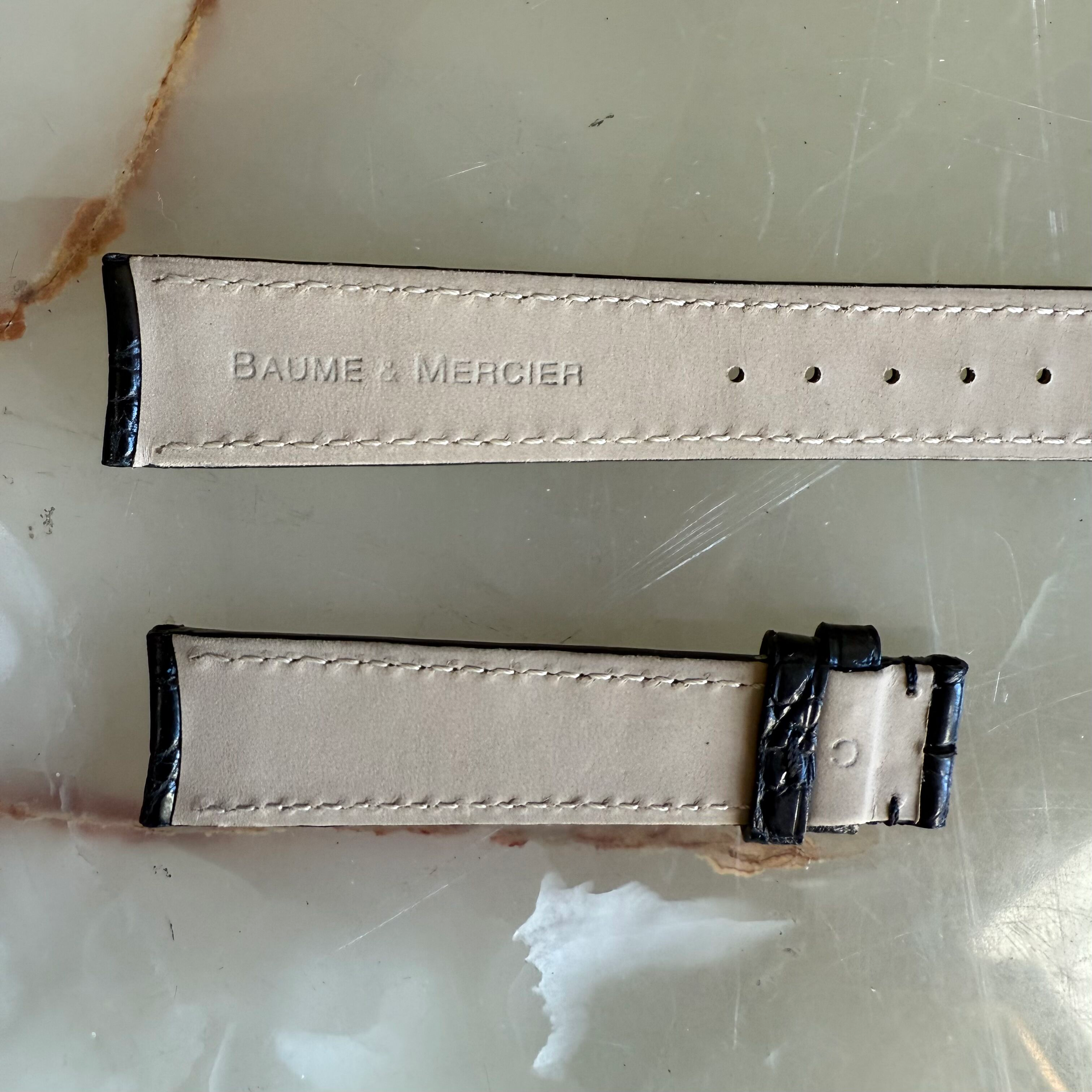 Authentic Baume & Mercier Black Crocodile Watch Strap Band 18mm