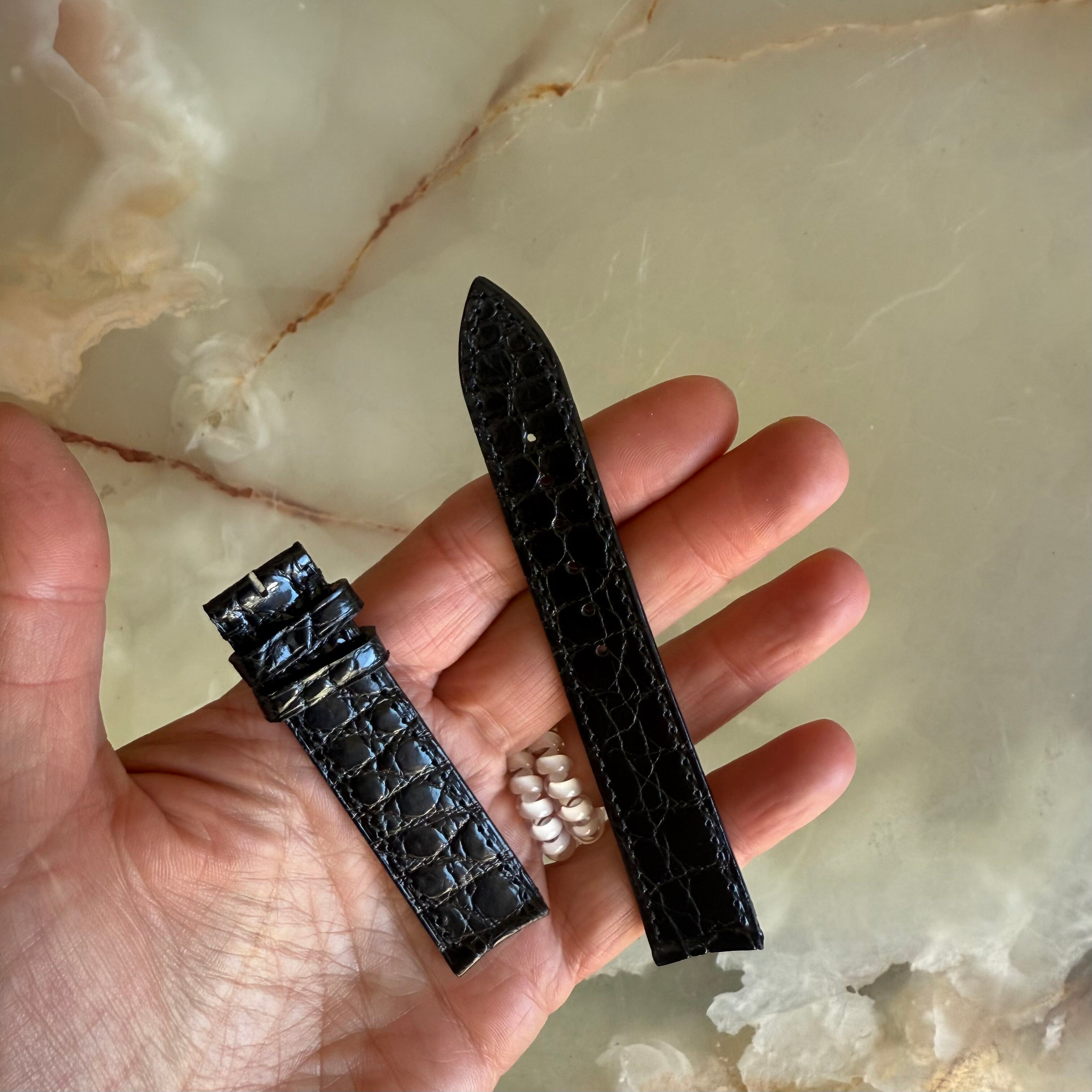 Authentic Baume & Mercier Black Crocodile Watch Strap Band 18mm