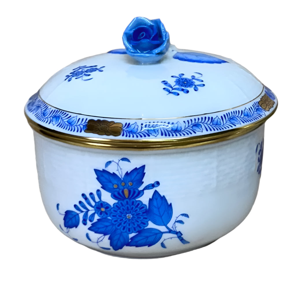 Herend Chinese Bouquet & Blue Rose Box & Lid 462-2-00/AB J2002