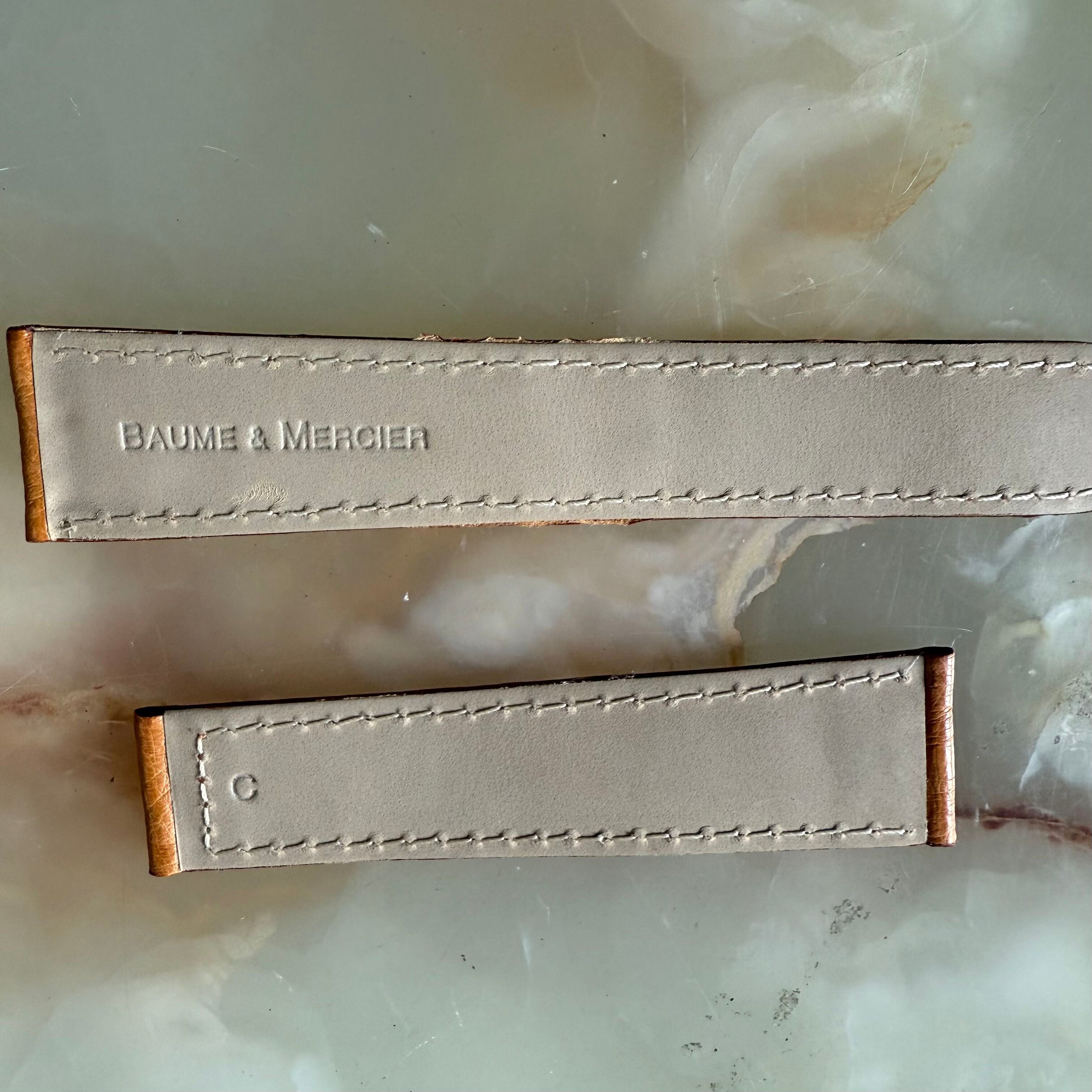 Authentic Baume & Mercier Cognac Ostrich Watch Strap Band 21mm