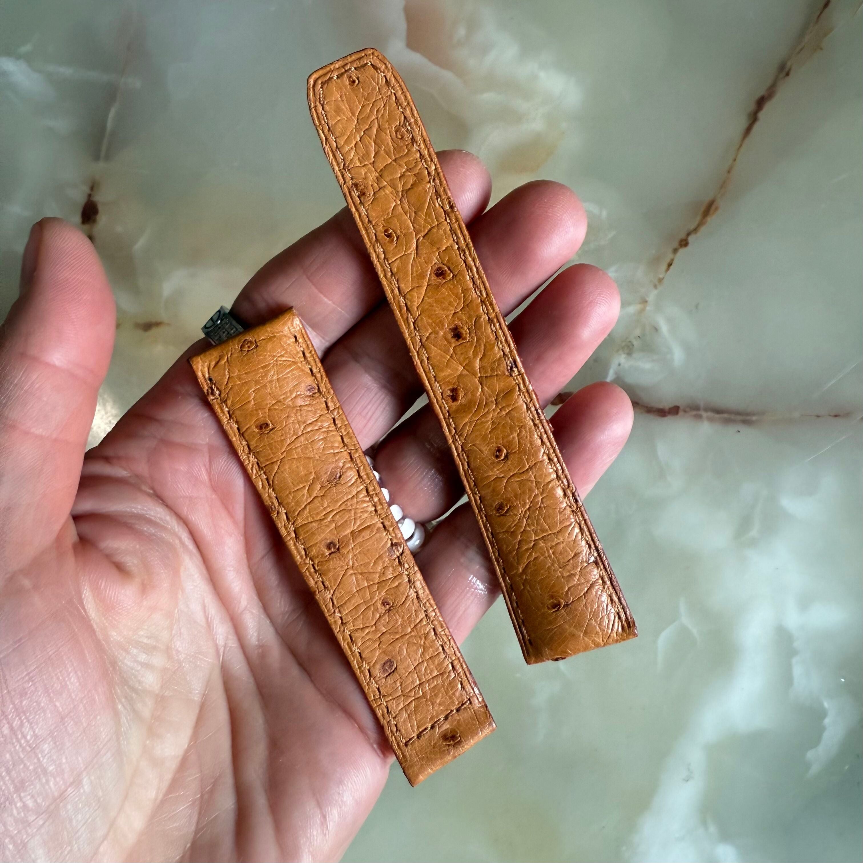 Authentic Baume & Mercier Cognac Ostrich Watch Strap Band 21mm
