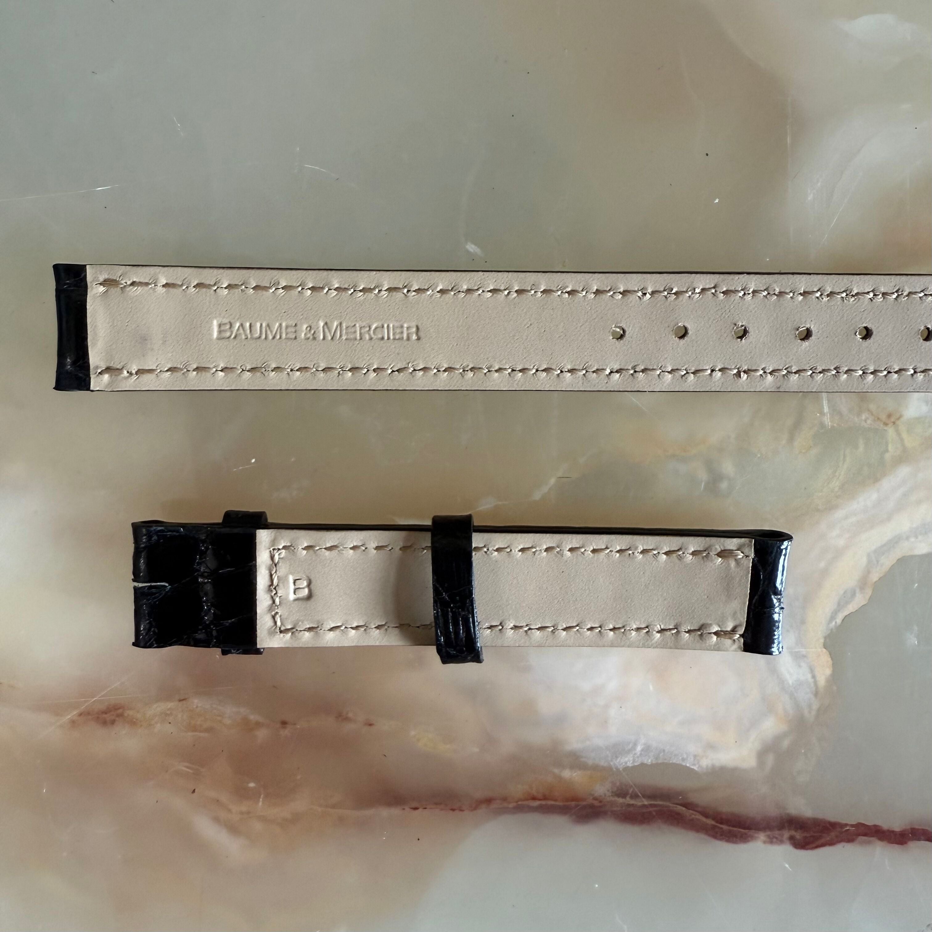 Authentic Baume & Mercier Black Crocodile Watch Strap Band 12mm