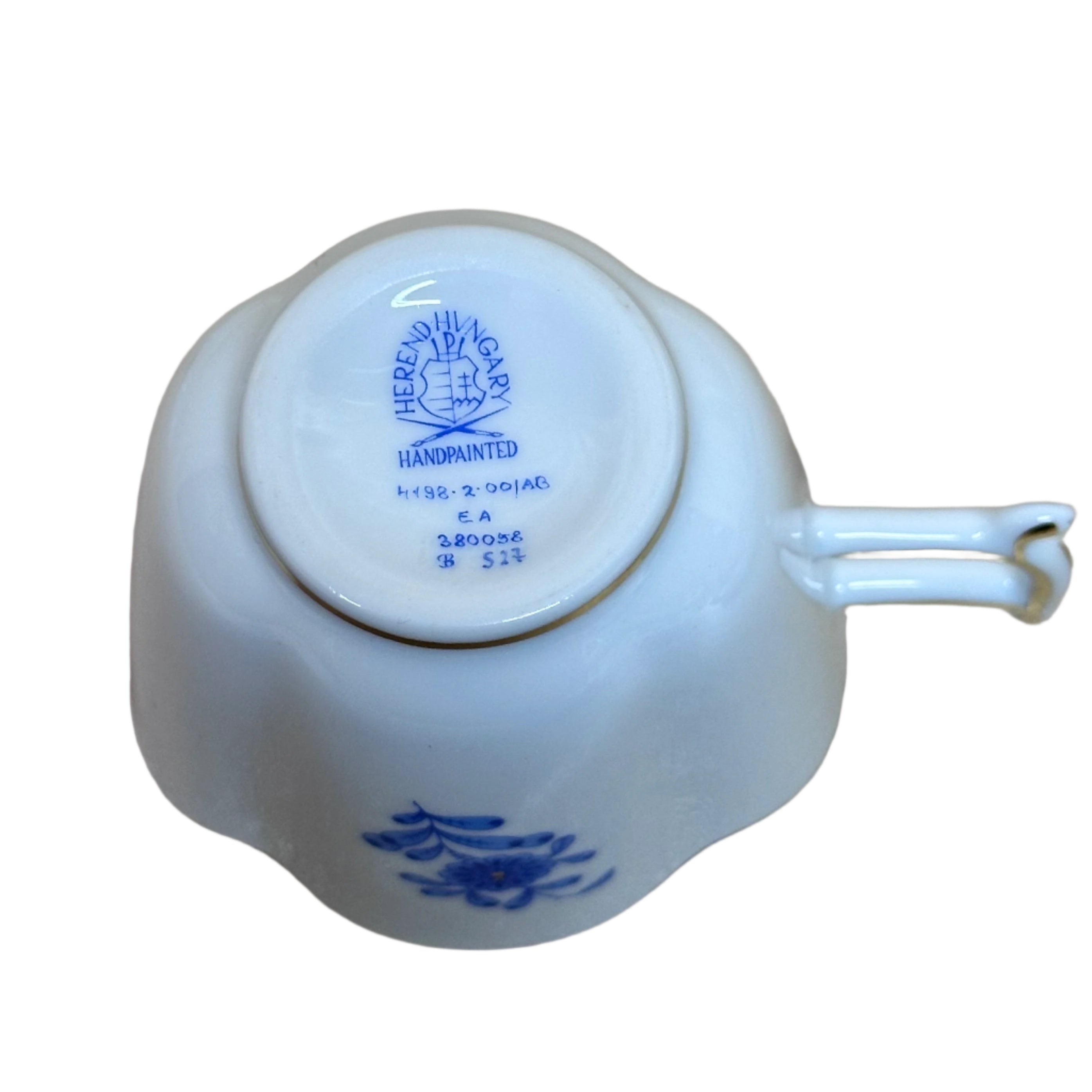 12pc Herend Chinese Bouquet Blue Flat Demitasse Cup & Saucer Set for 6