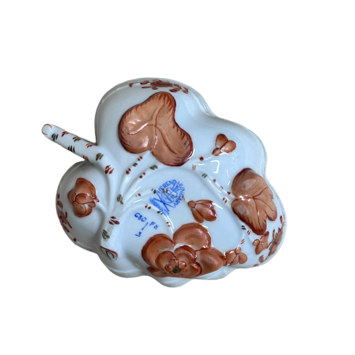 Herend Indian Basket Rust Porcelain Small Leaf Motif Bowl 680/FH