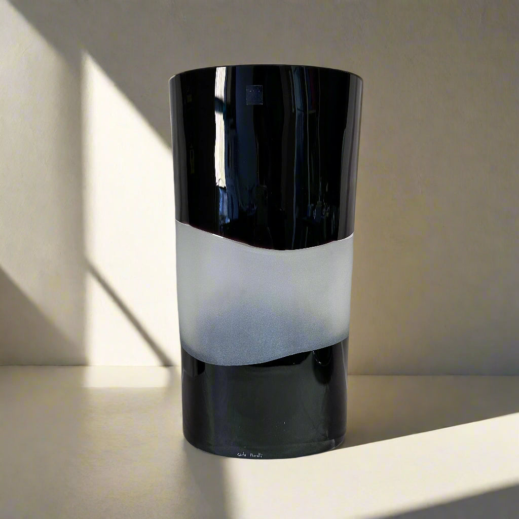 Large Carlo Moretti Nerofilm Murano Glass Vase