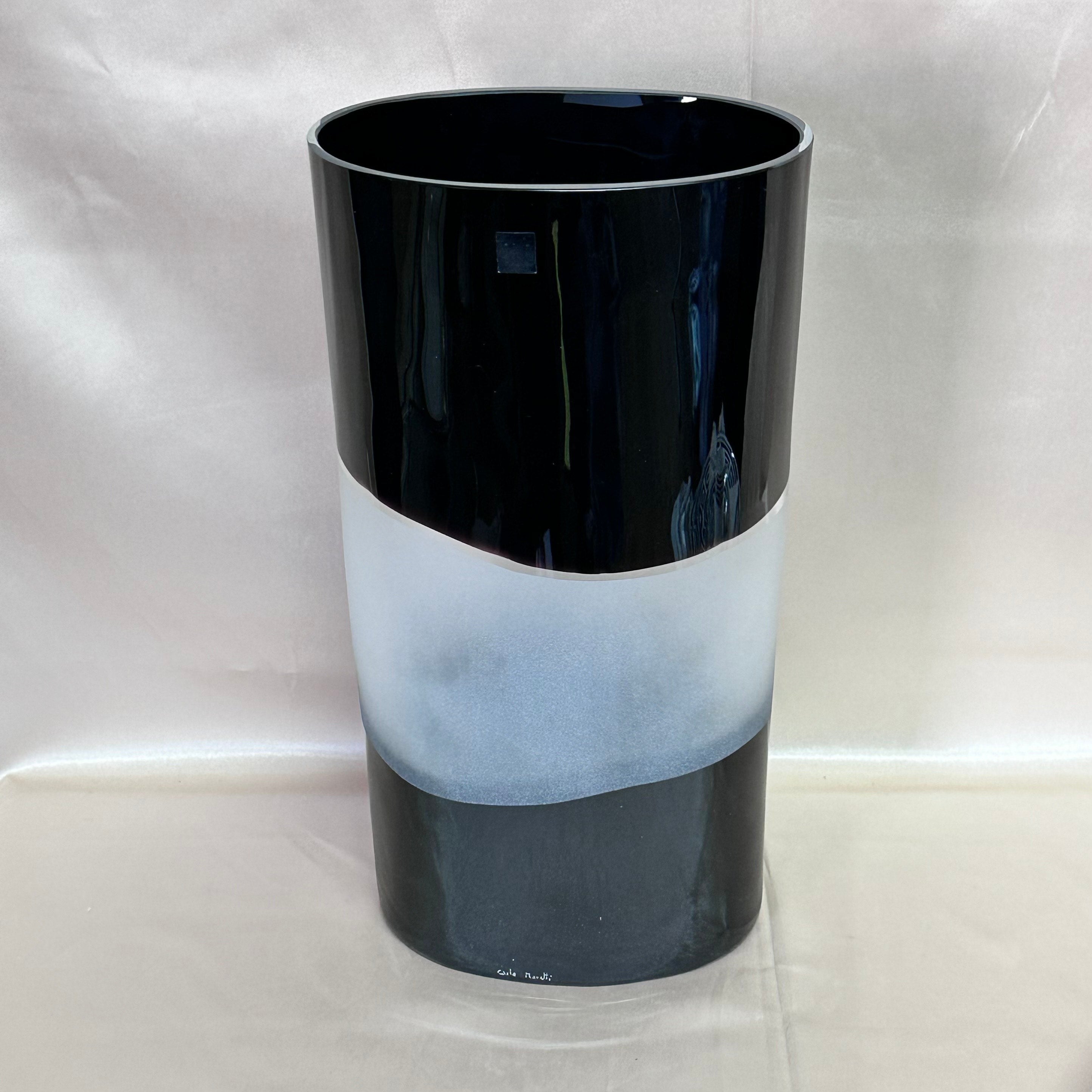 Large Carlo Moretti Nerofilm Murano Glass Vase