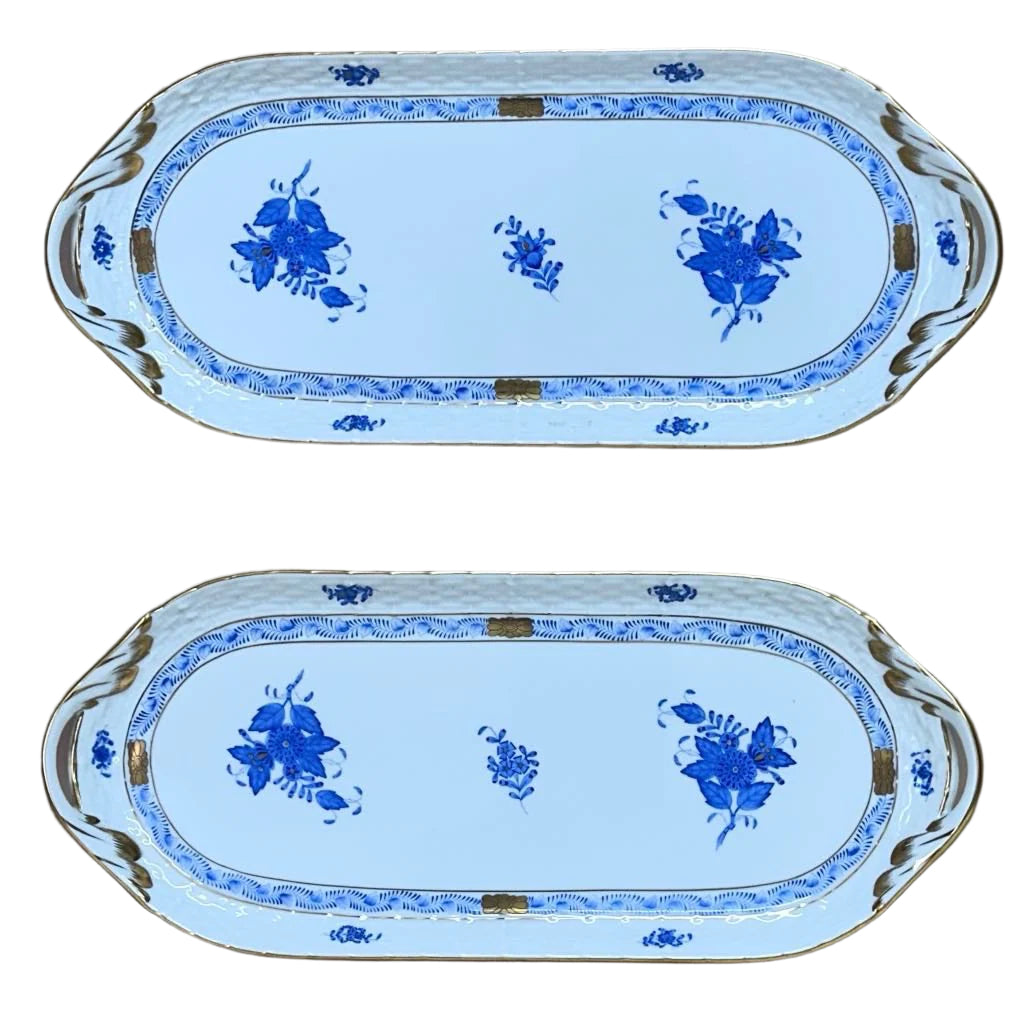 Herend Porcelain Sandwich Tray Chinese Bouquet 436/AB Set of 2
