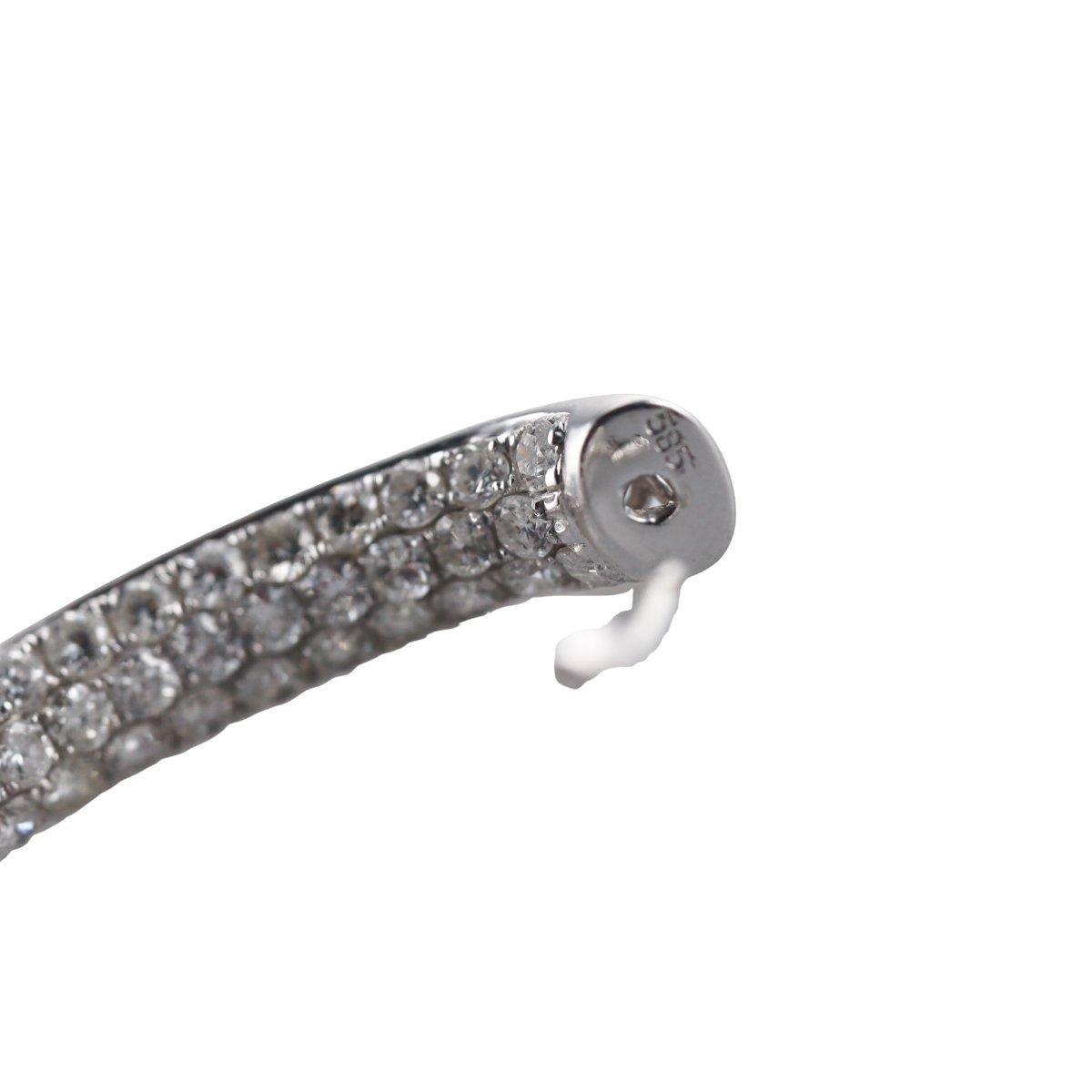 14k White Gold Diamond Hoop Earrings