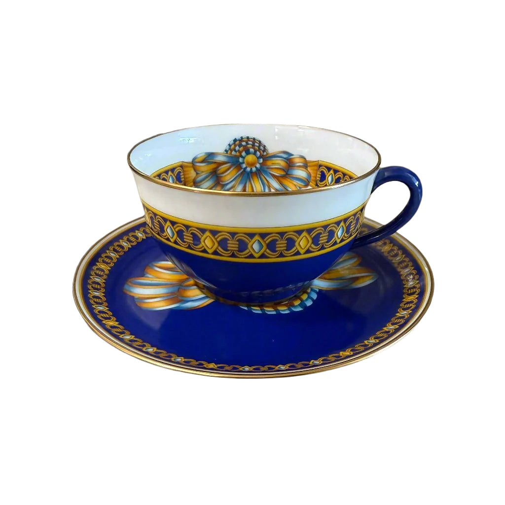 Hermes Paris Cocarde de Soie Tea Cup and Saucer Set of 12