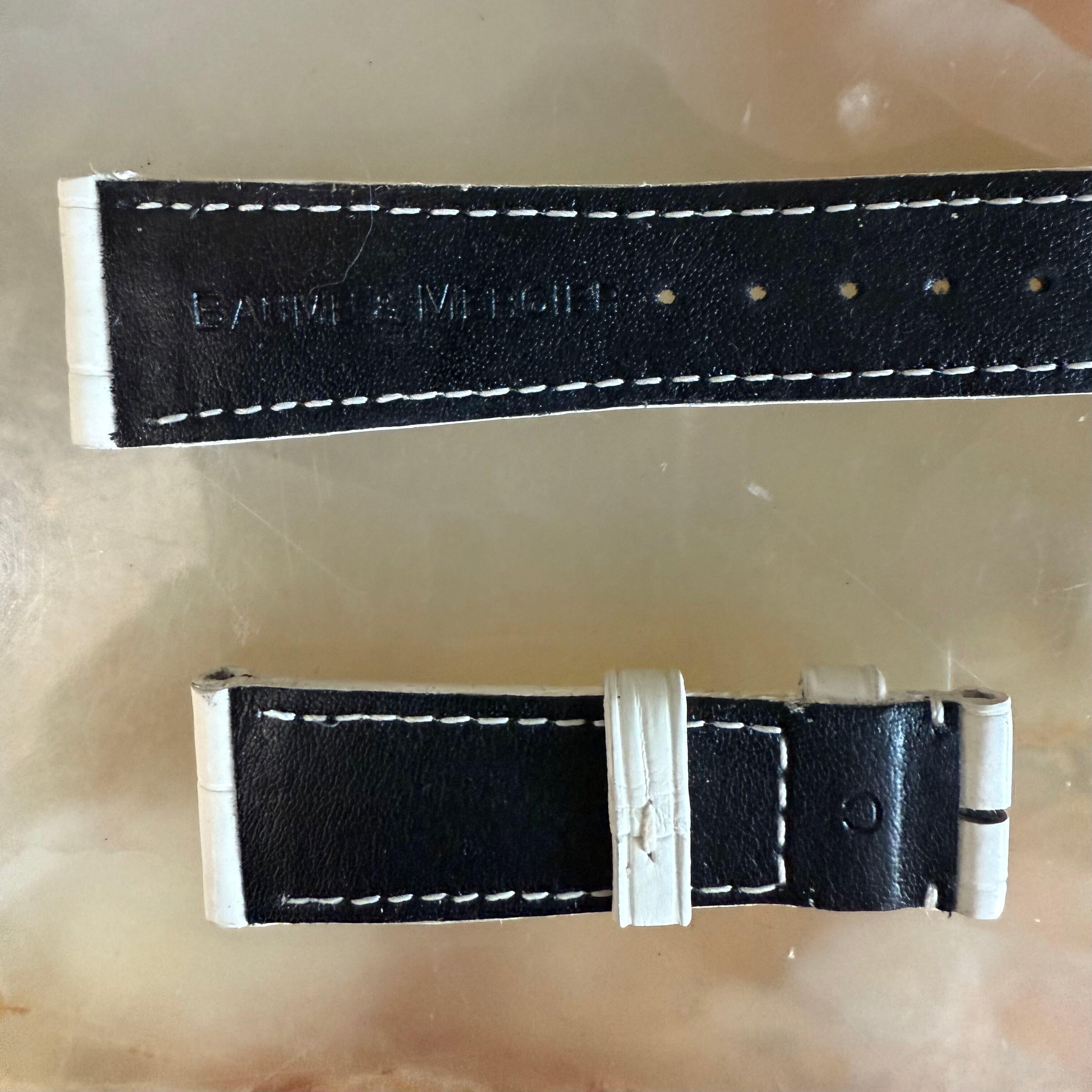 Authentic Baume & Mercier White Alligator Watch Strap Band 19mm