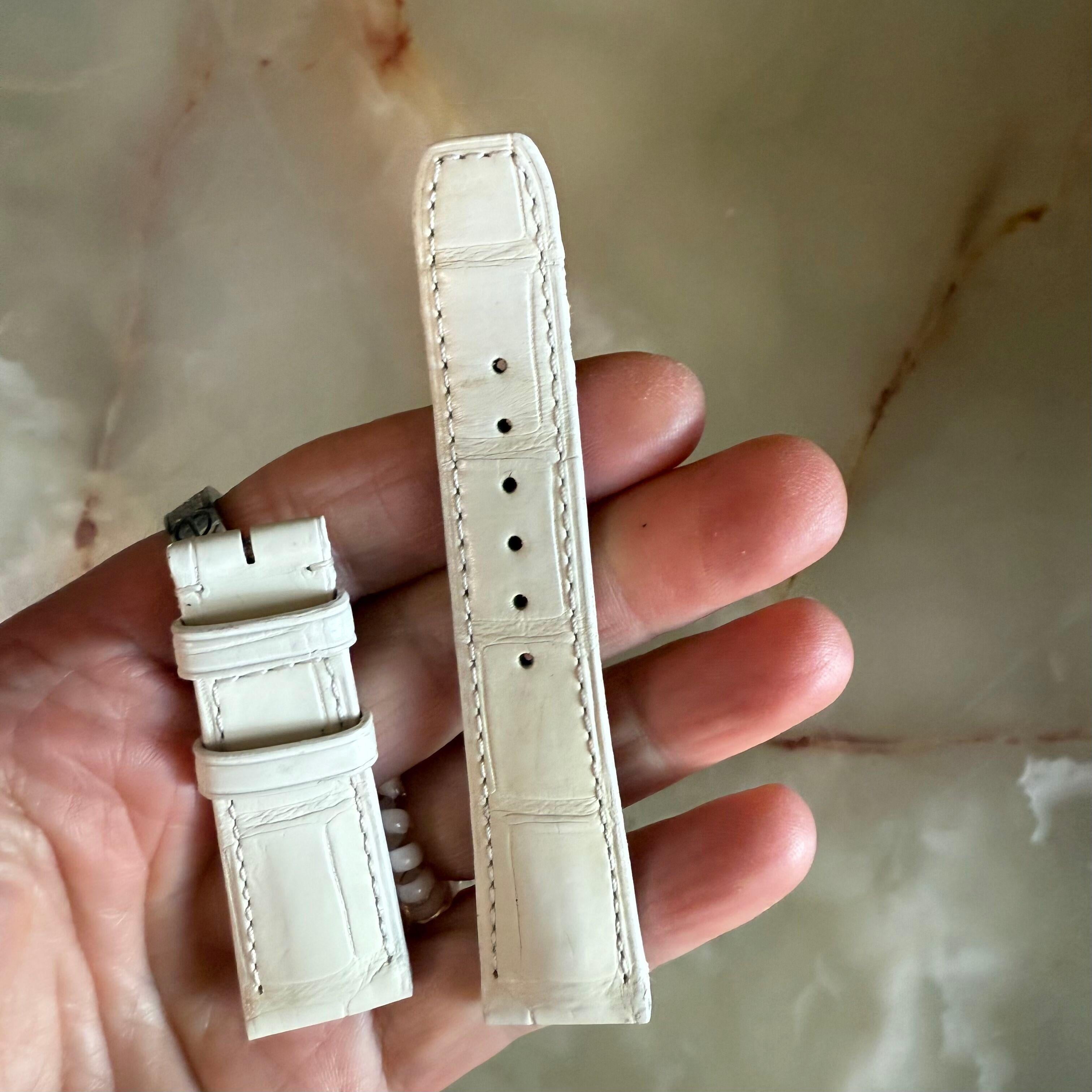Authentic Baume & Mercier White Alligator Watch Strap Band 19mm