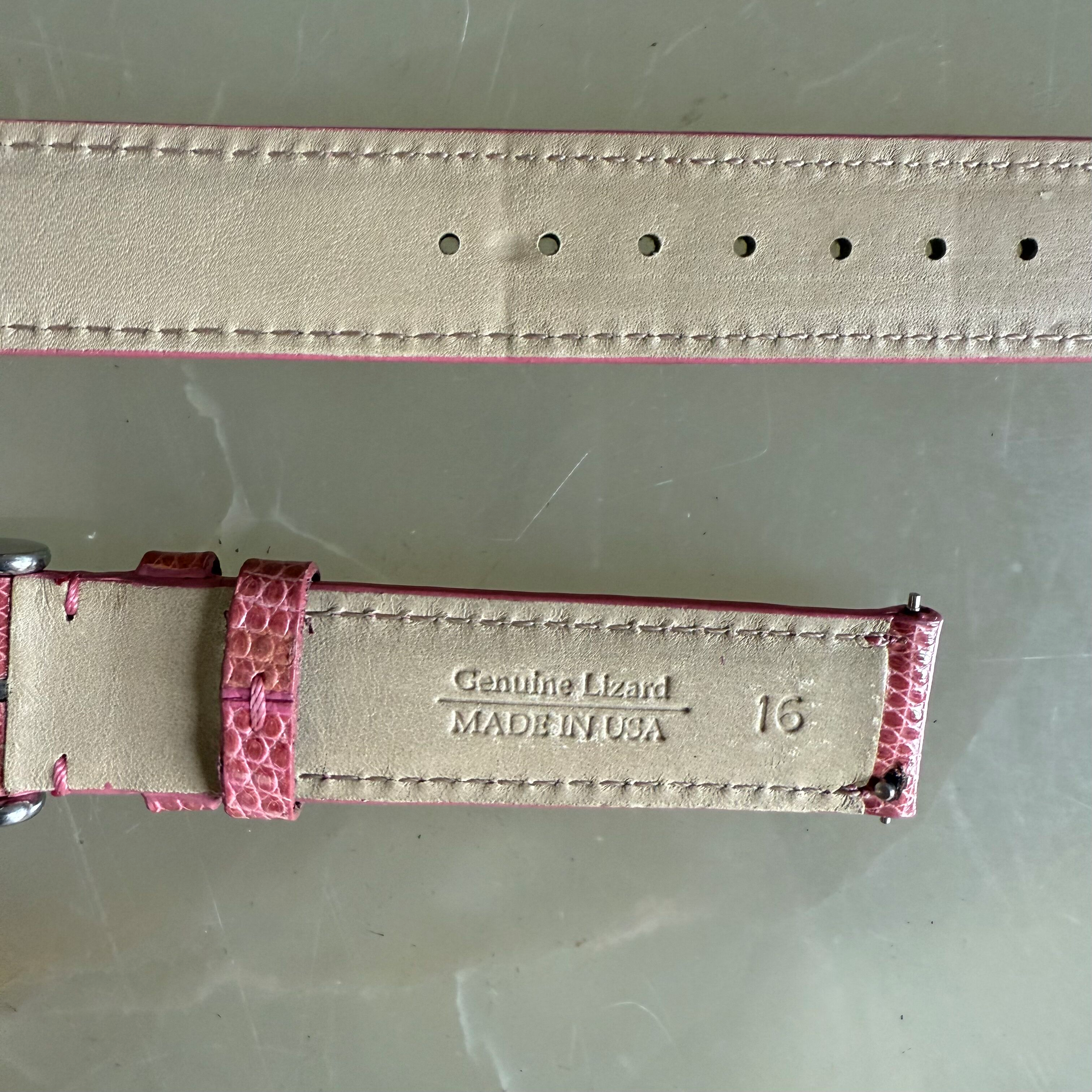 Genuine Lizard Pink Watch Strap Band 16mm Padded & Stitched w Buckle