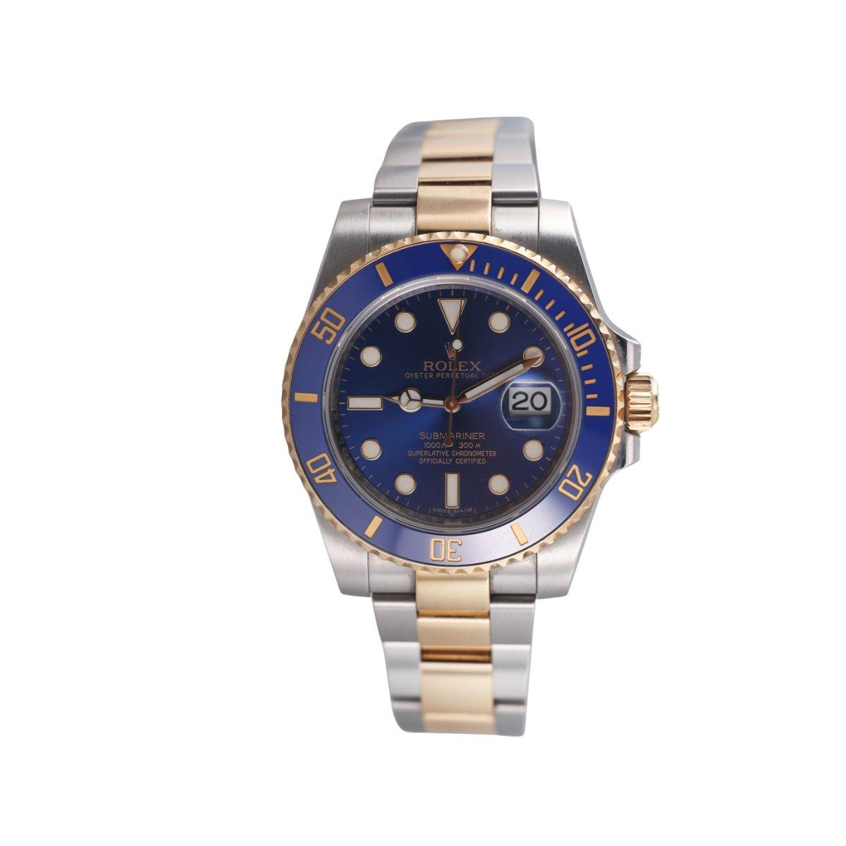 Rolex Submariner Blue Two Tone Gold Steel 41mm Watch 116613LB Full Kit