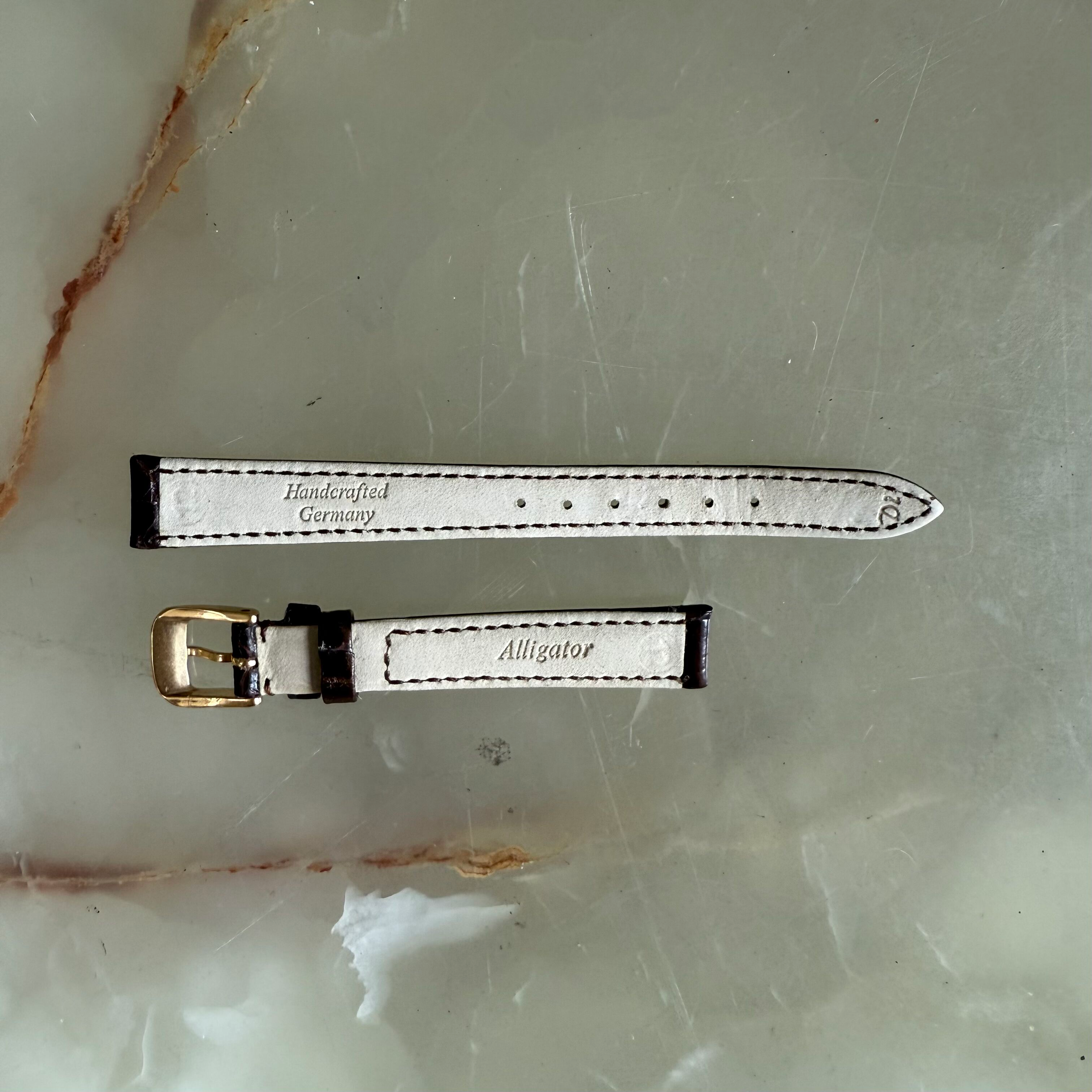 Genuine Alligator Brown Watch Strap Band 12mm Padded & Stitched w Buckle