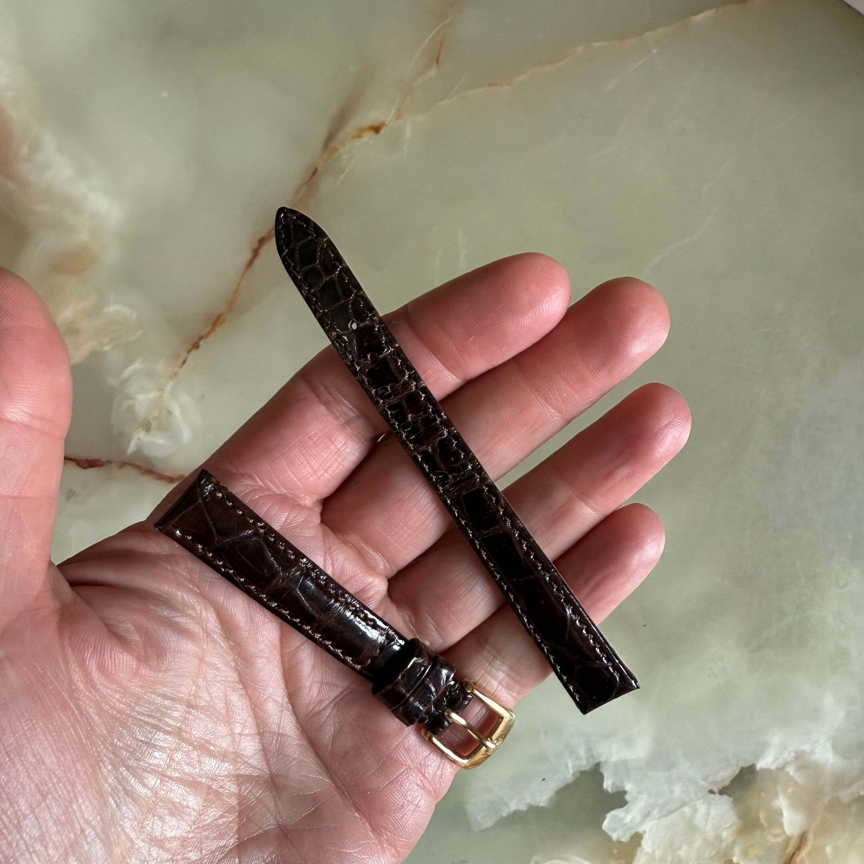 Genuine Alligator Brown Watch Strap Band 12mm Padded & Stitched w Buckle