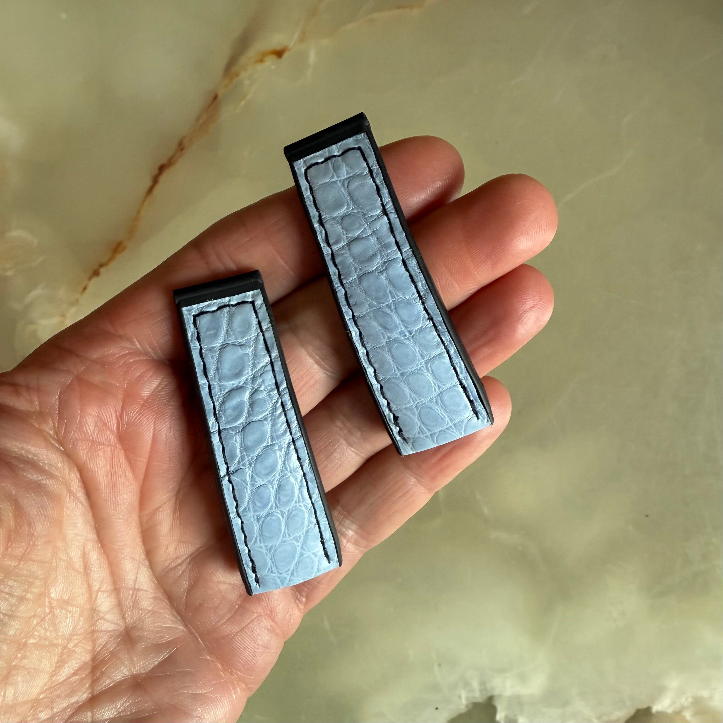 Authentic Corum Light Blue Crocodile Watch Strap Band 18mm