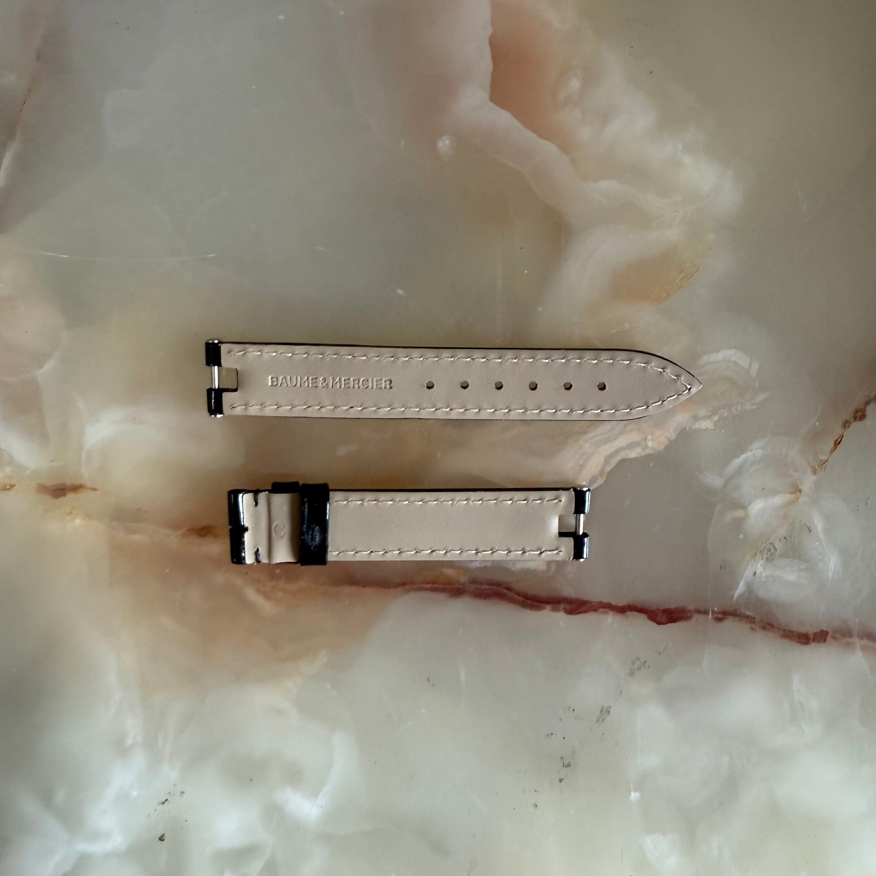 Authentic Baume & Mercier Black Varnished Watch Strap Band 14mm